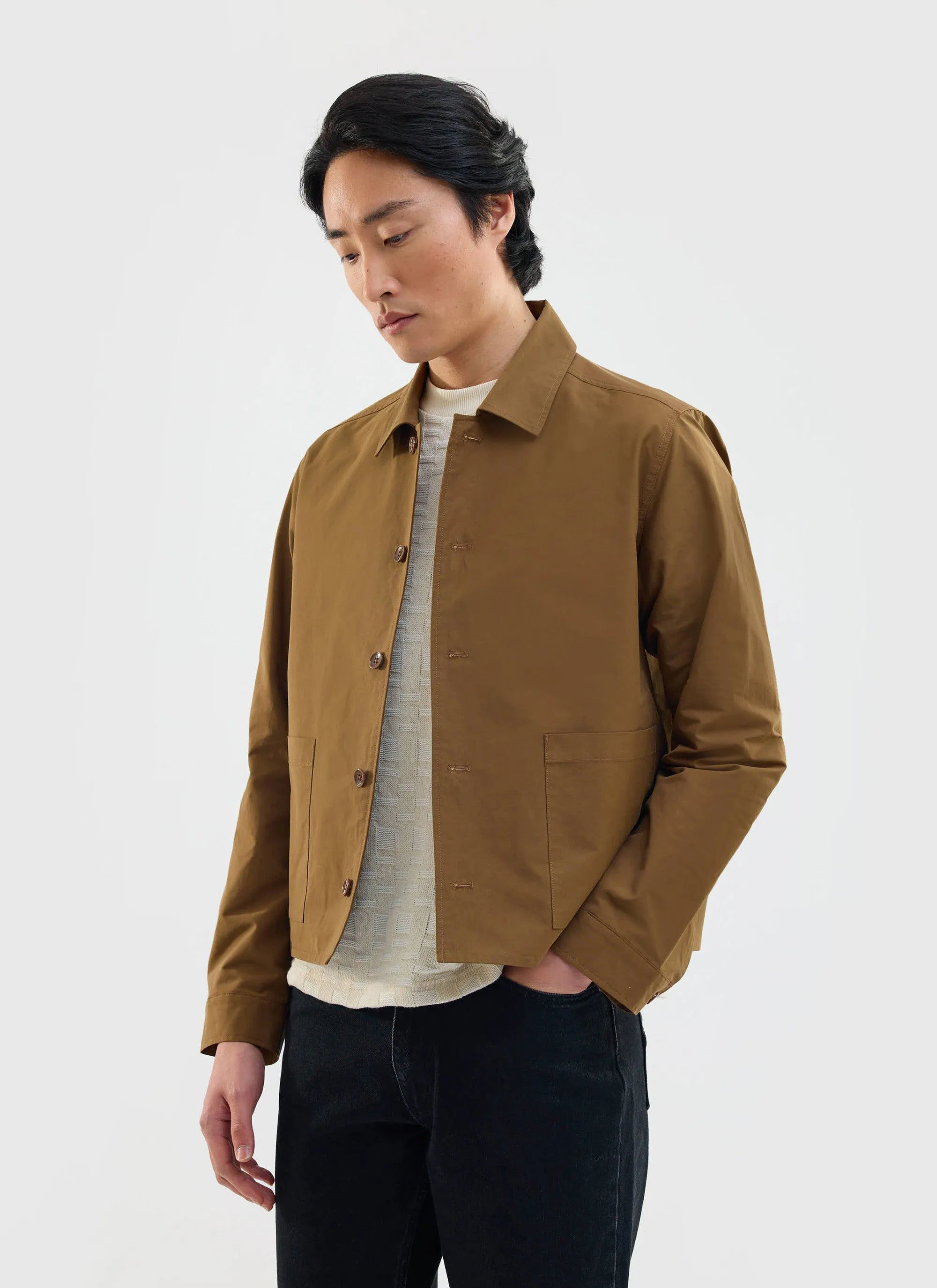 Boxy Cropped Pocket Overshirt | Brown sold by Percival