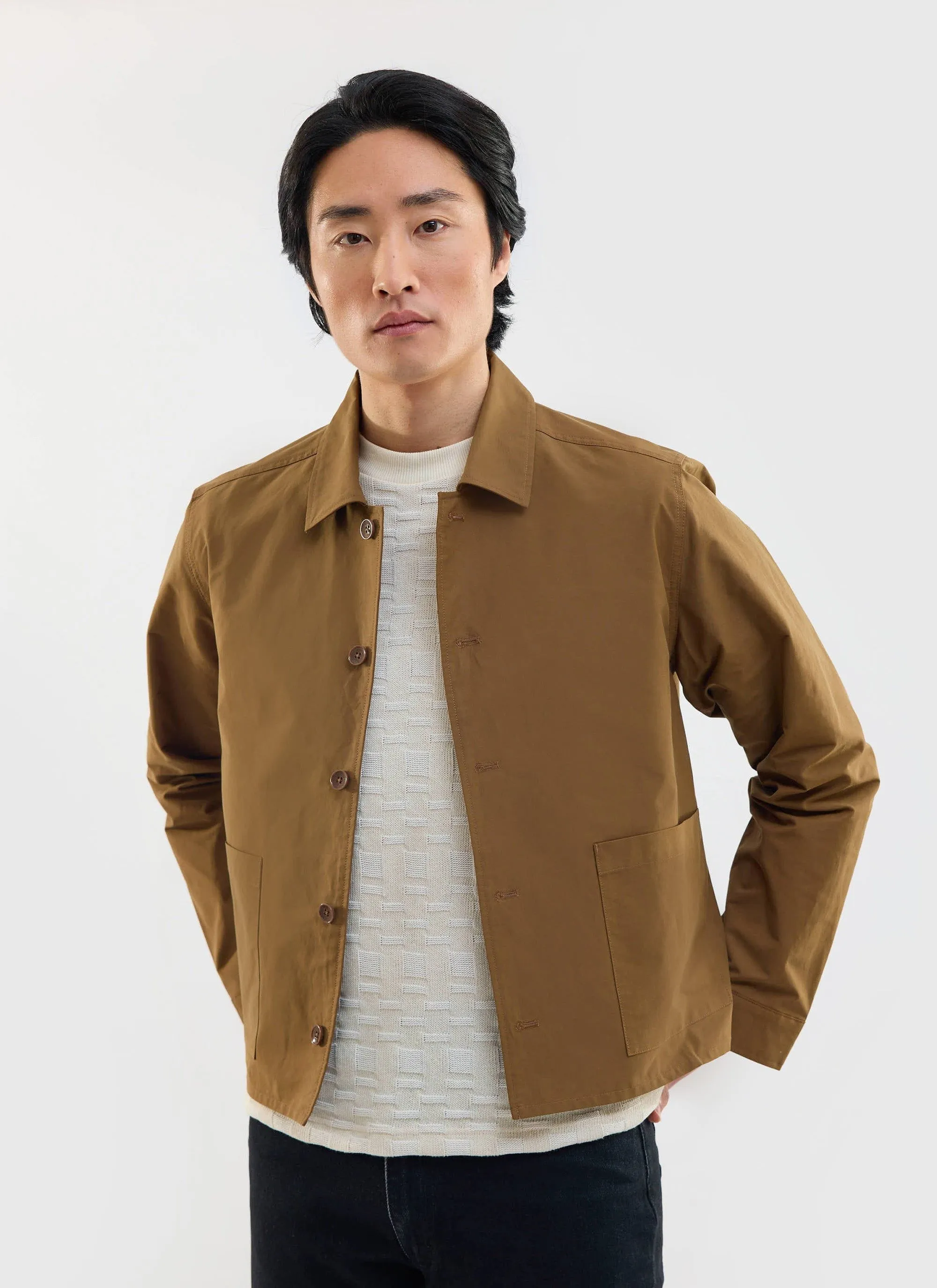 Boxy Cropped Pocket Overshirt | Brown sold by Percival product image thumbnail 3