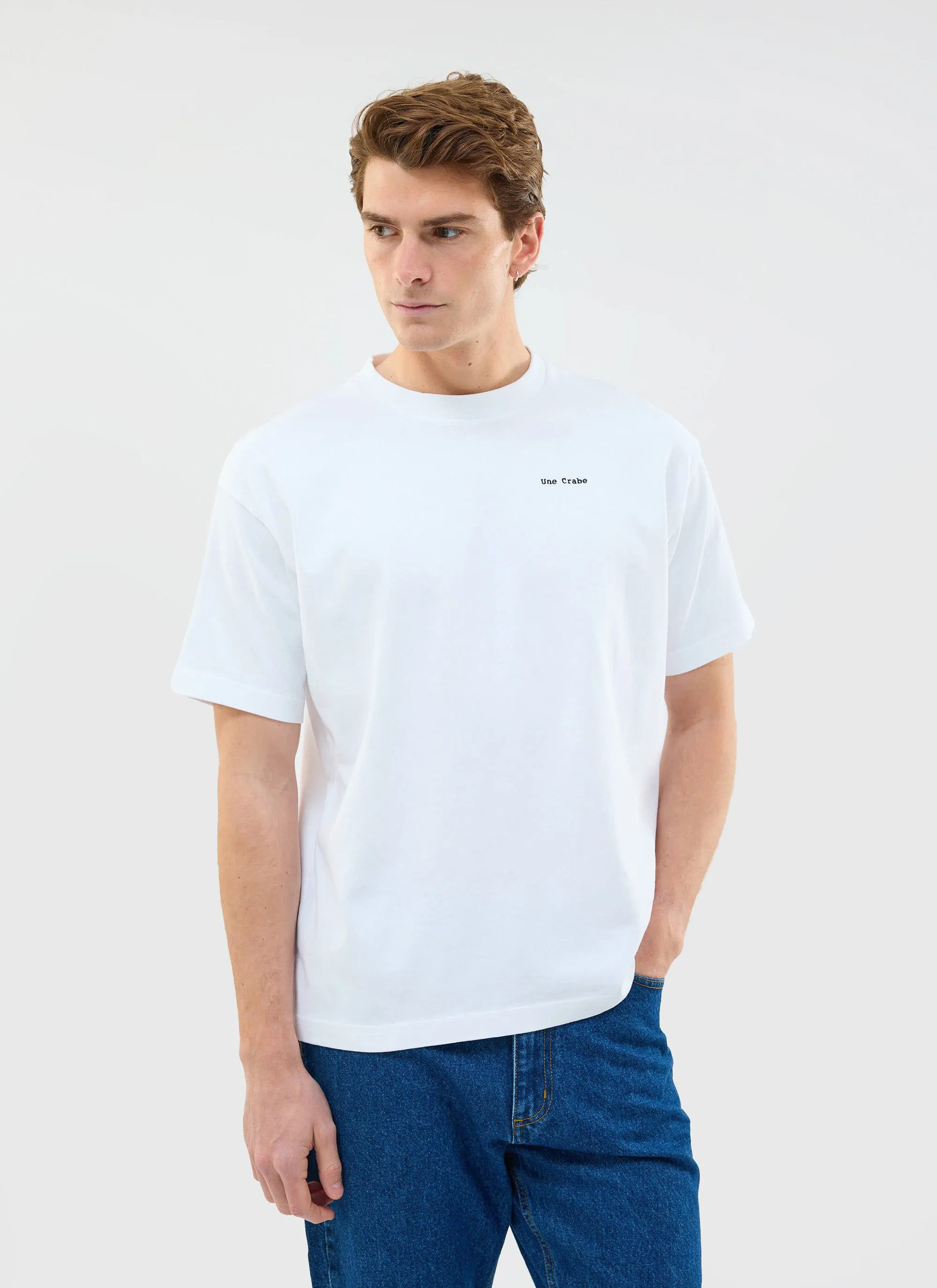 Une Crab Oversized T Shirt | Organic Cotton | White sold by Percival product image thumbnail 3