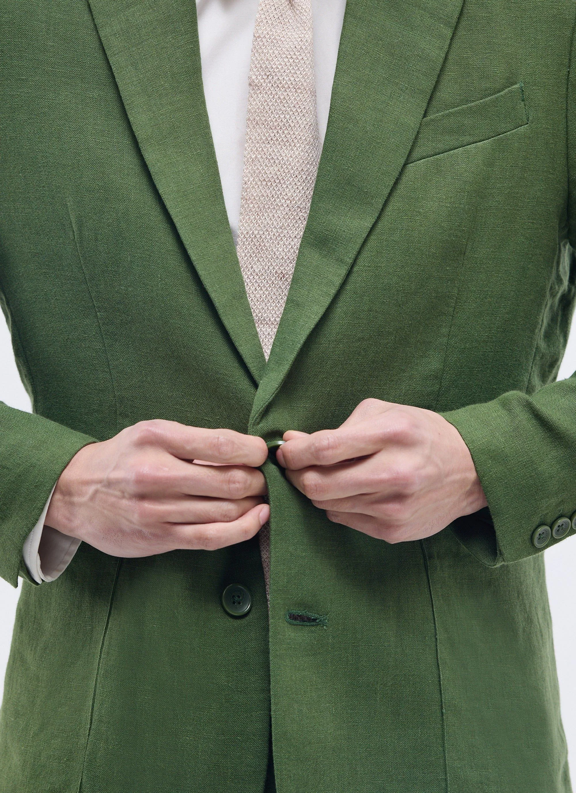 Men's Tailored Two Piece Suit | Linen | Forest Green sold by Percival product image thumbnail 5