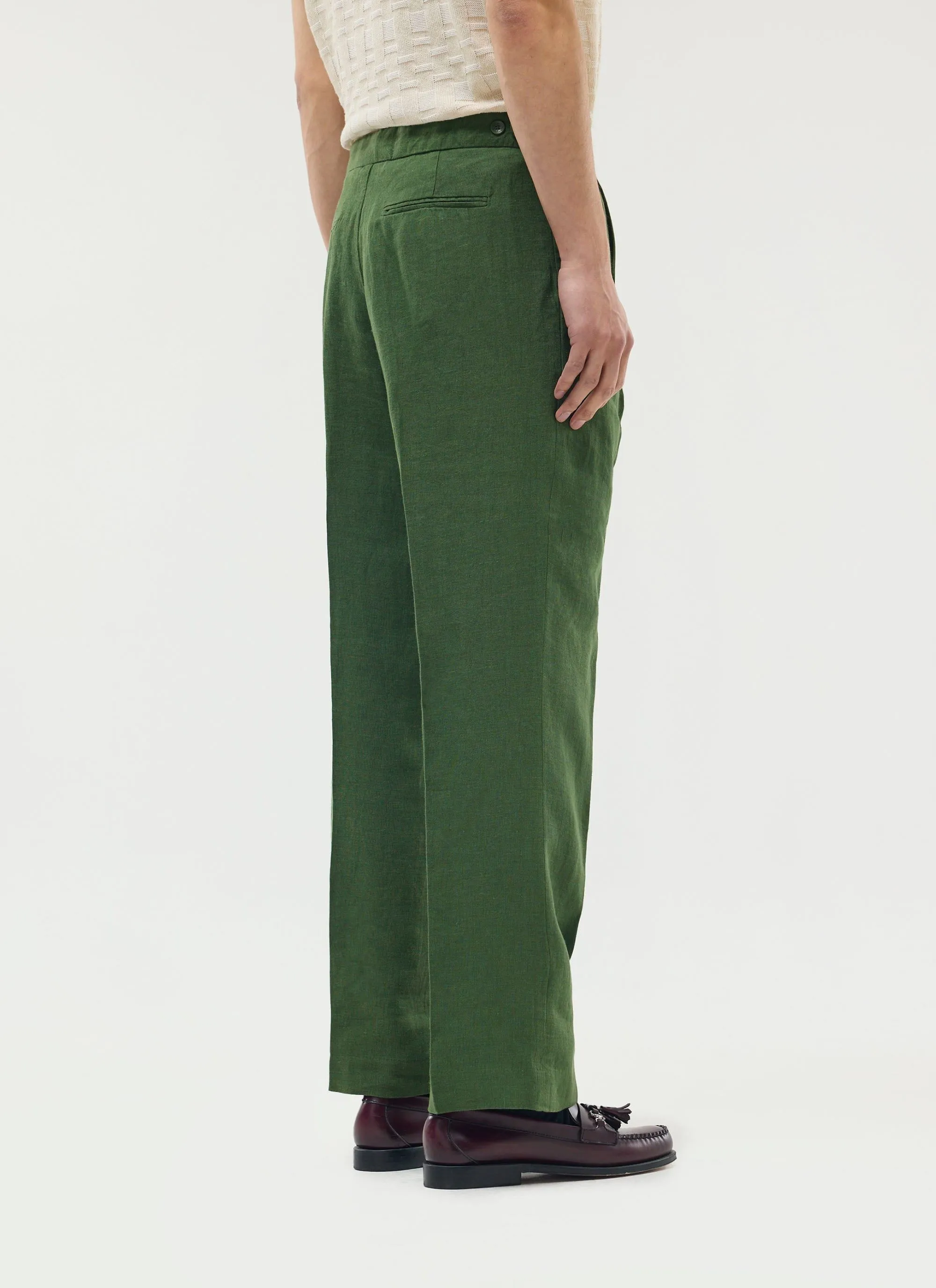 Pleated Tailored Trousers | Linen | Sage sold by Percival product image thumbnail 2