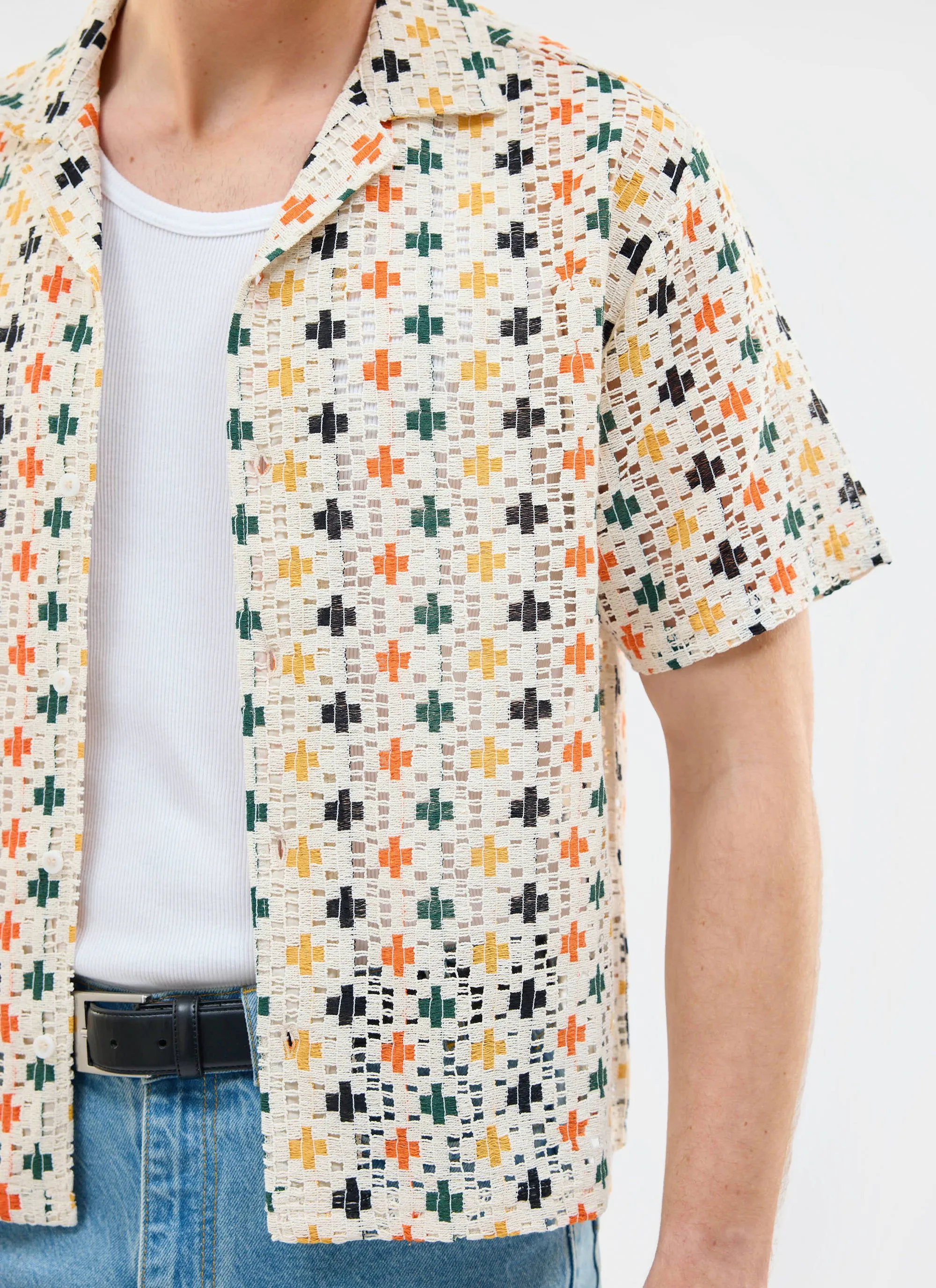 Bailing Crochet Cuban Shirt | Multi sold by Percival product image thumbnail 2