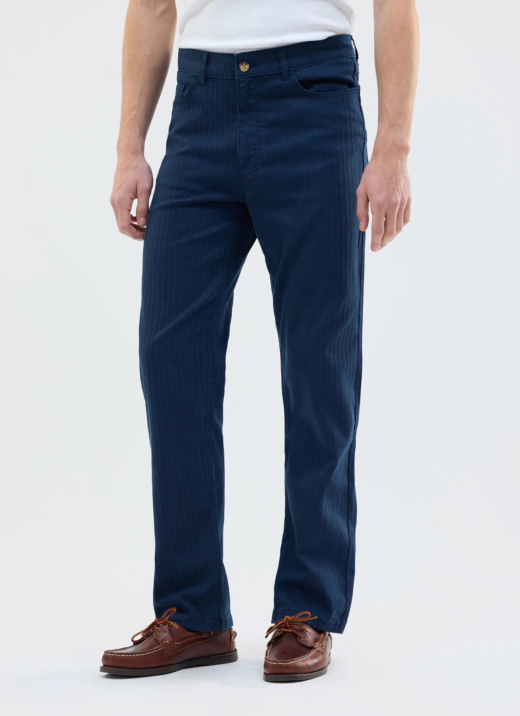 Rocco 5 Pocket Trousers | Cotton | Navy sold by Percival