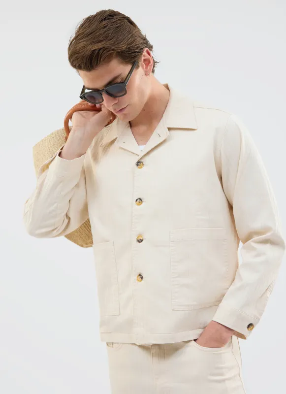 Rocco Overshirt Jacket | Cotton | Ecru sold by Percival