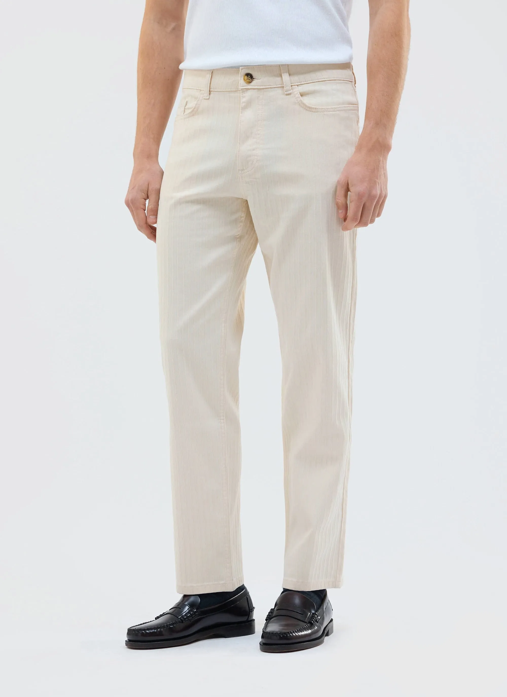 Rocco 5 Pocket Trousers | Cotton | Ecru sold by Percival product image thumbnail 4