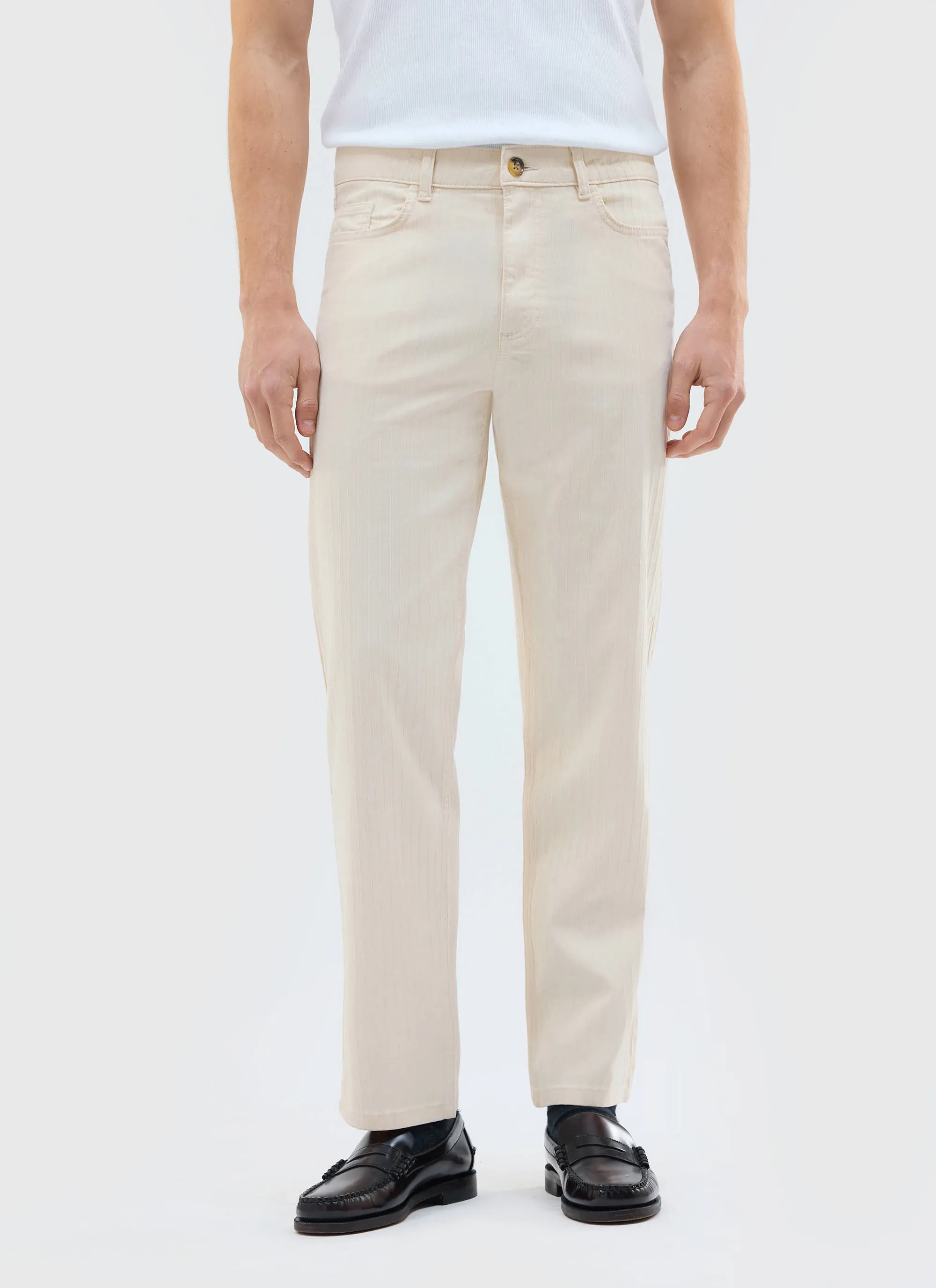 Rocco 5 Pocket Trousers | Cotton | Ecru sold by Percival