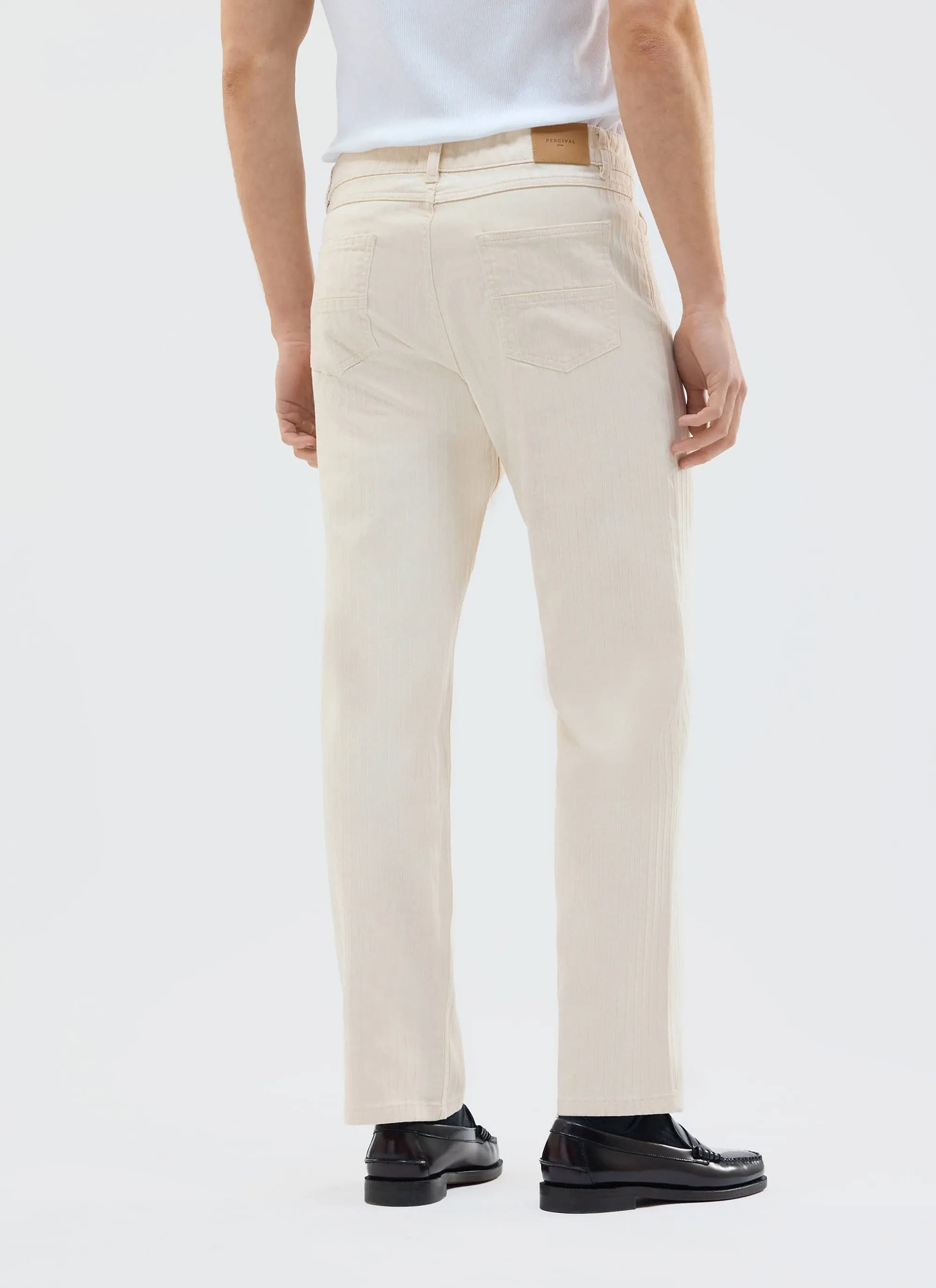 Rocco 5 Pocket Trousers | Cotton | Ecru sold by Percival product image thumbnail 3