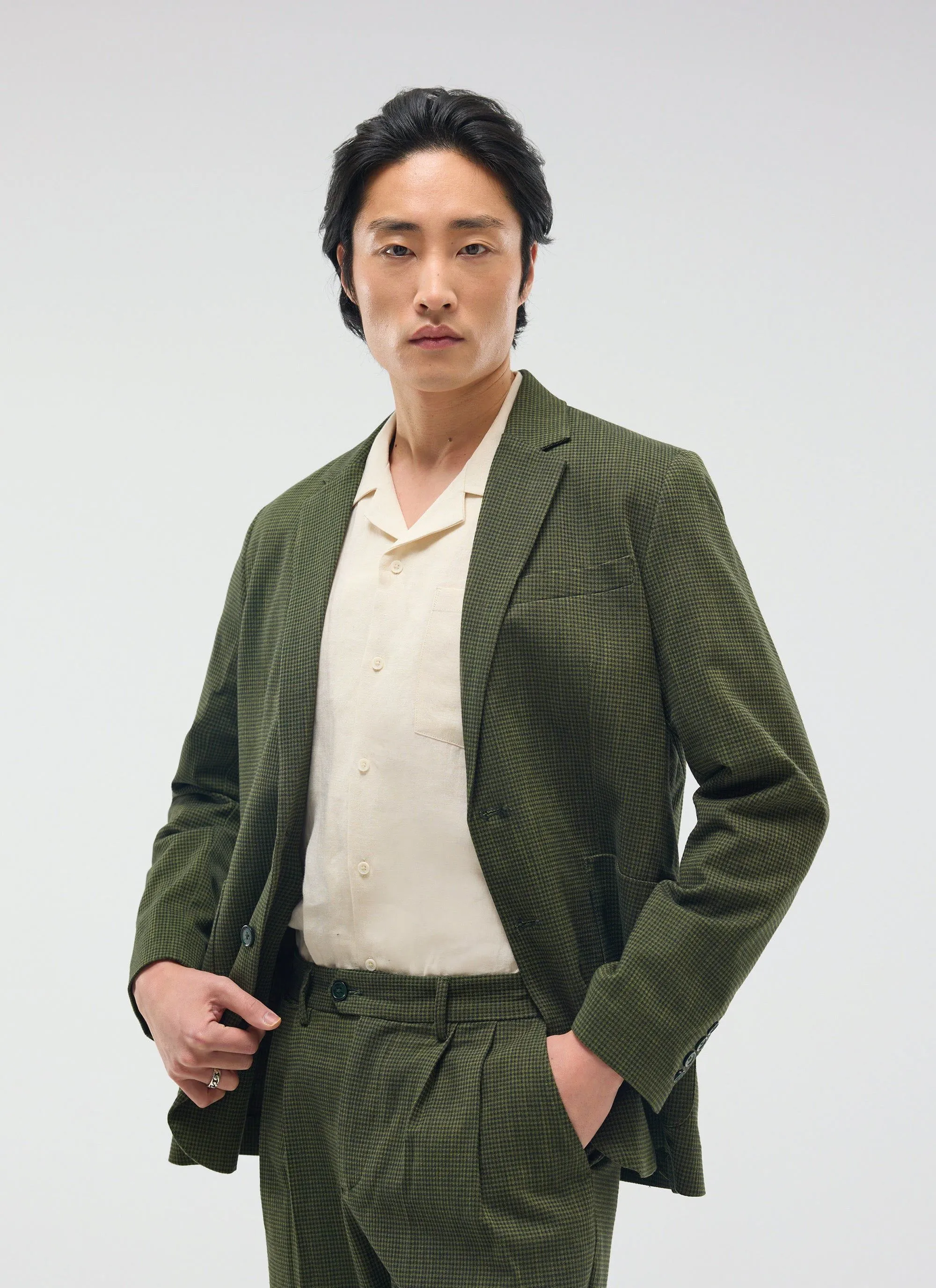 Relaxed Tailored Blazer | Micro Check | Forest sold by Percival product image thumbnail 4