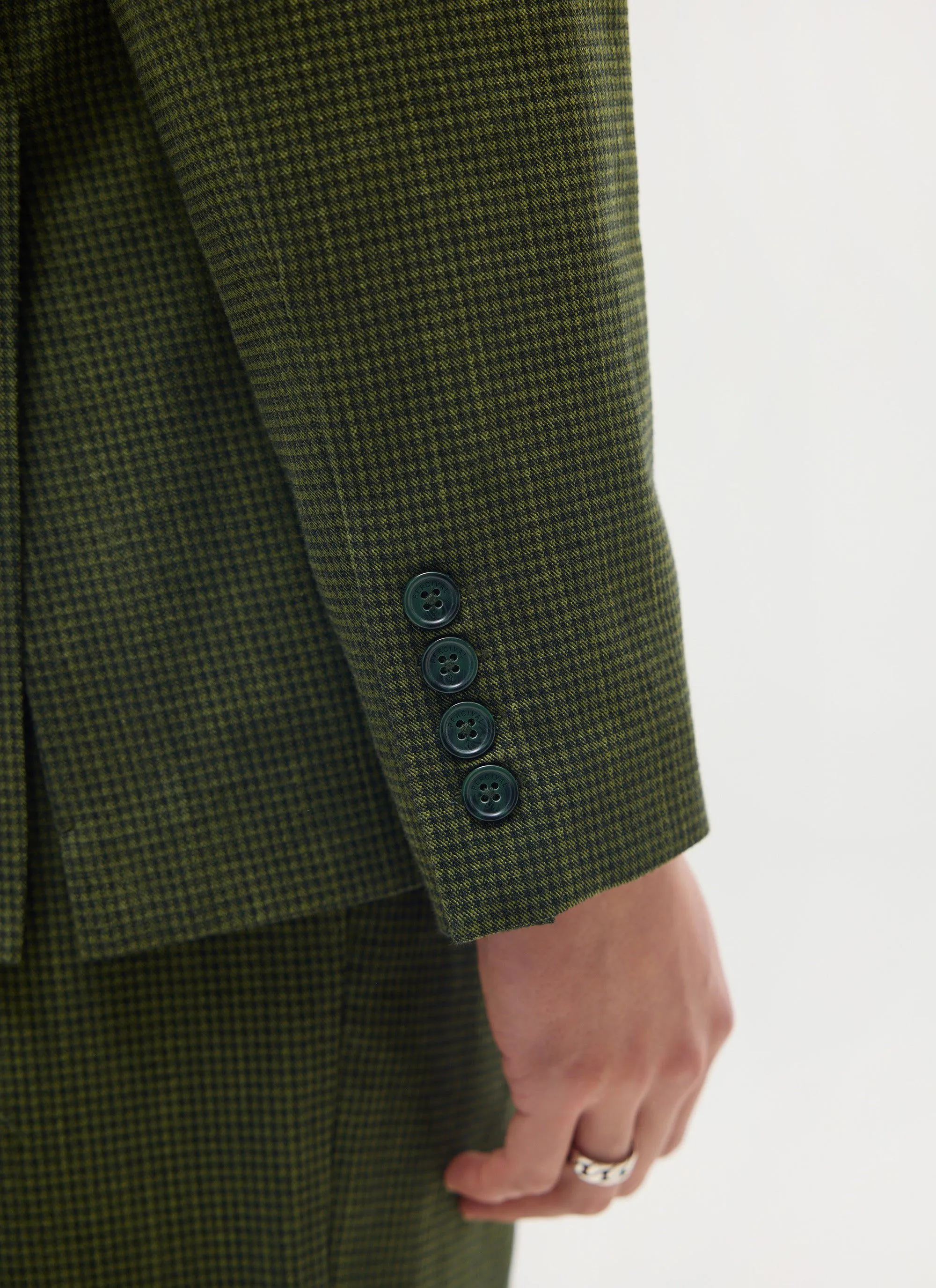 Relaxed Tailored Blazer | Micro Check | Forest sold by Percival product image thumbnail 2