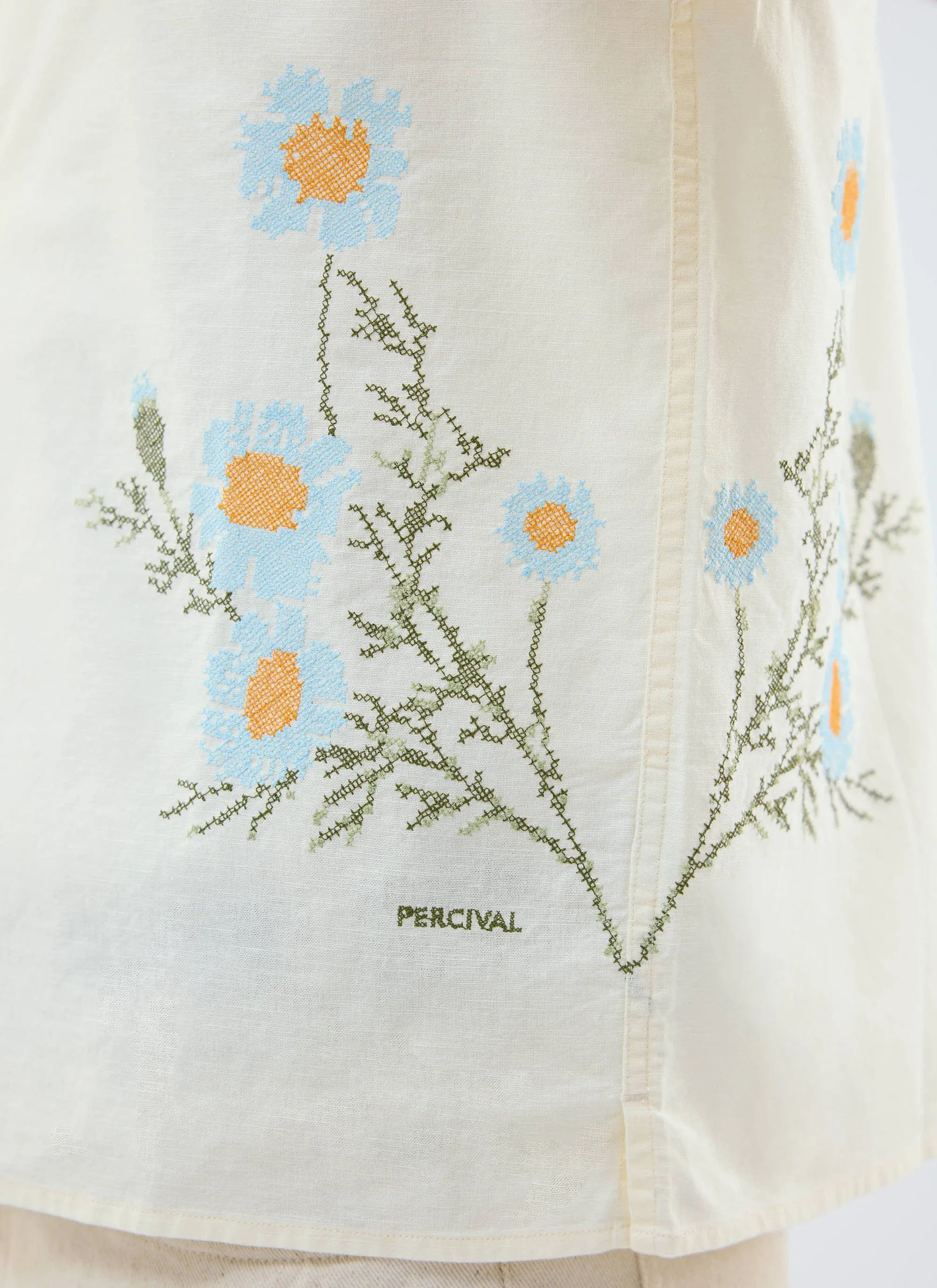 Cross Stitch Daisy Clerk Shirt | White sold by Percival product image thumbnail 2