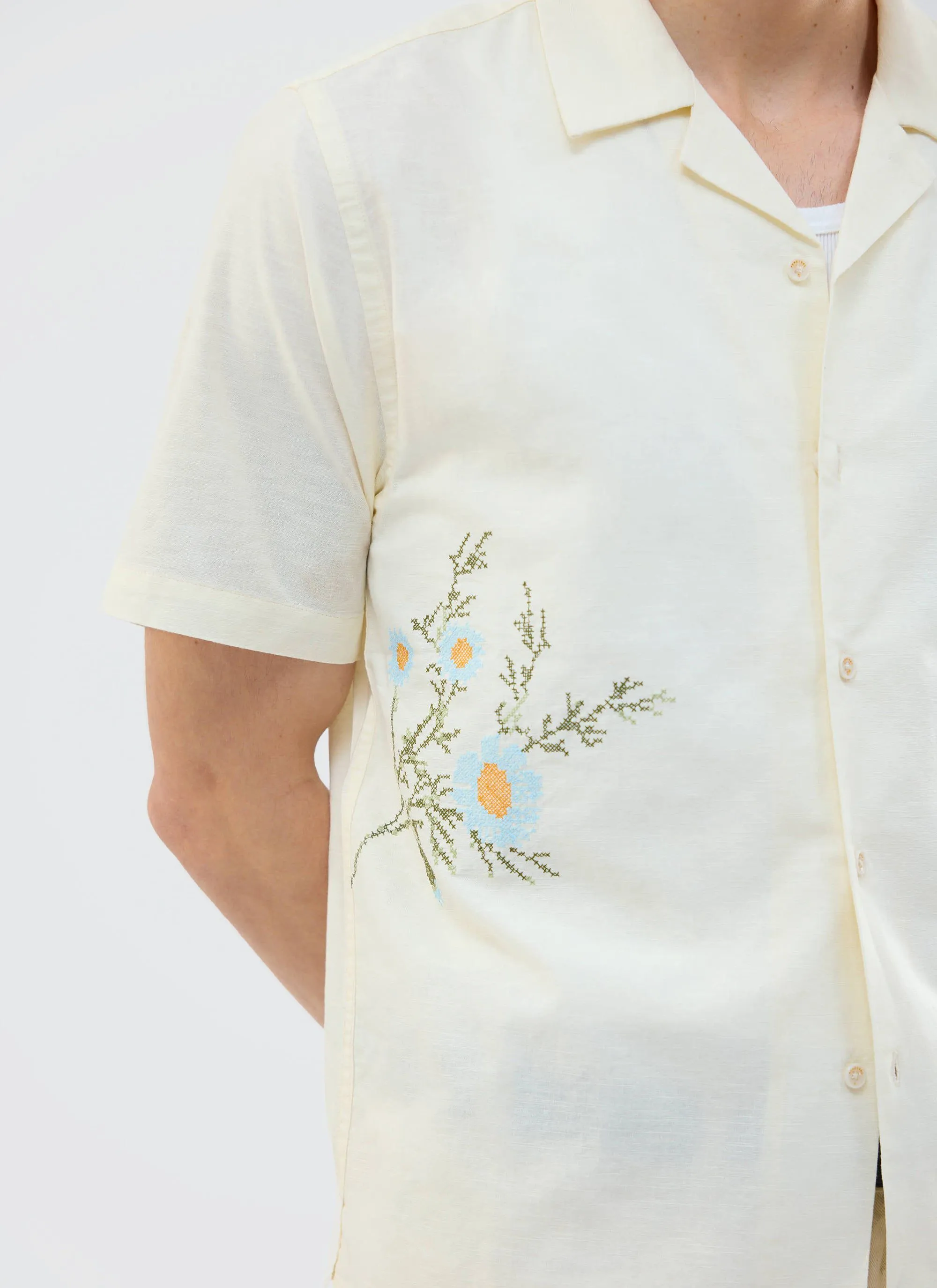 Cross Stitch Daisy Clerk Shirt | White sold by Percival product image thumbnail 5