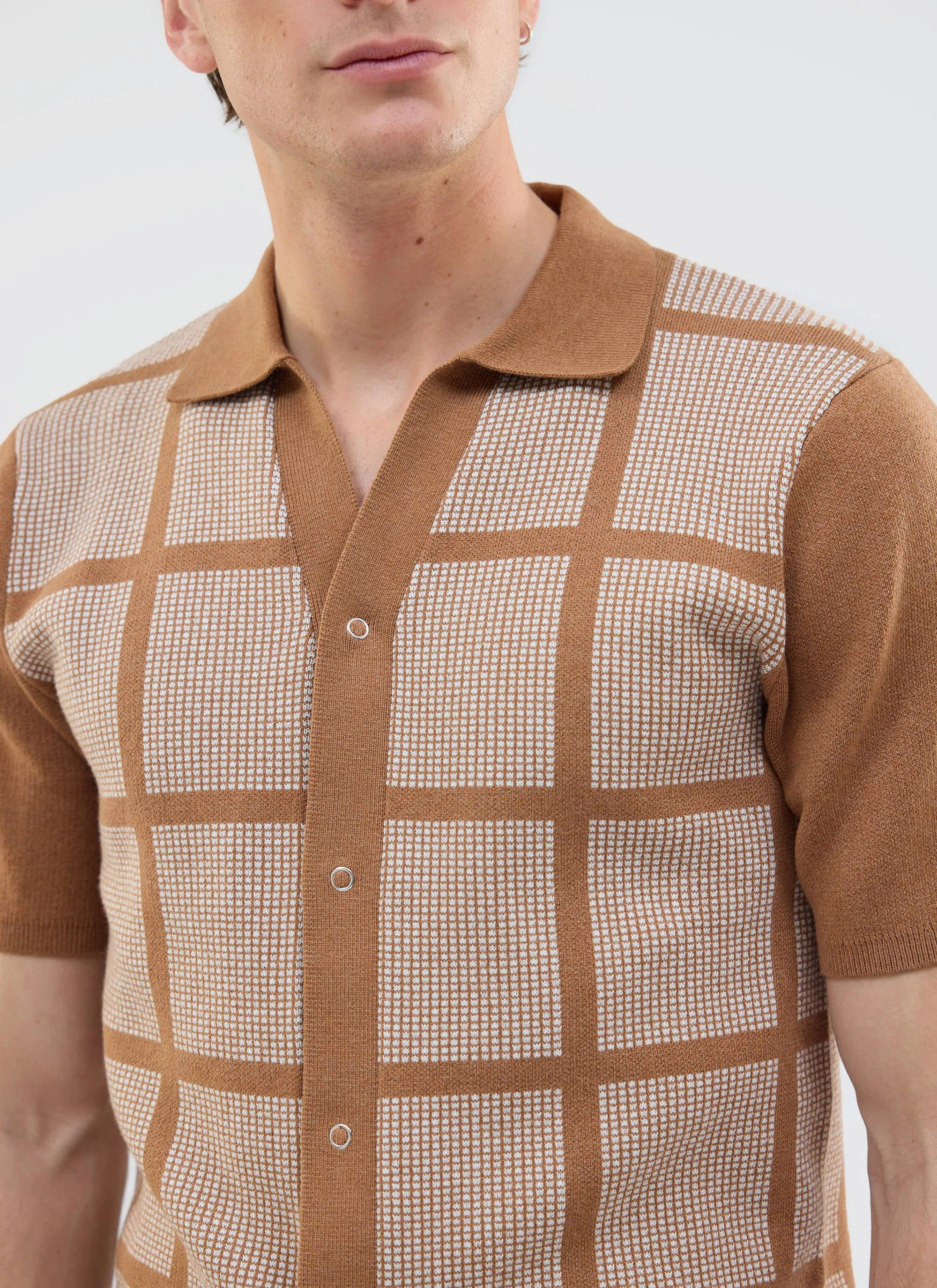 Costa Knitted Shirt | Cotton | Tobacco sold by Percival product image thumbnail 4