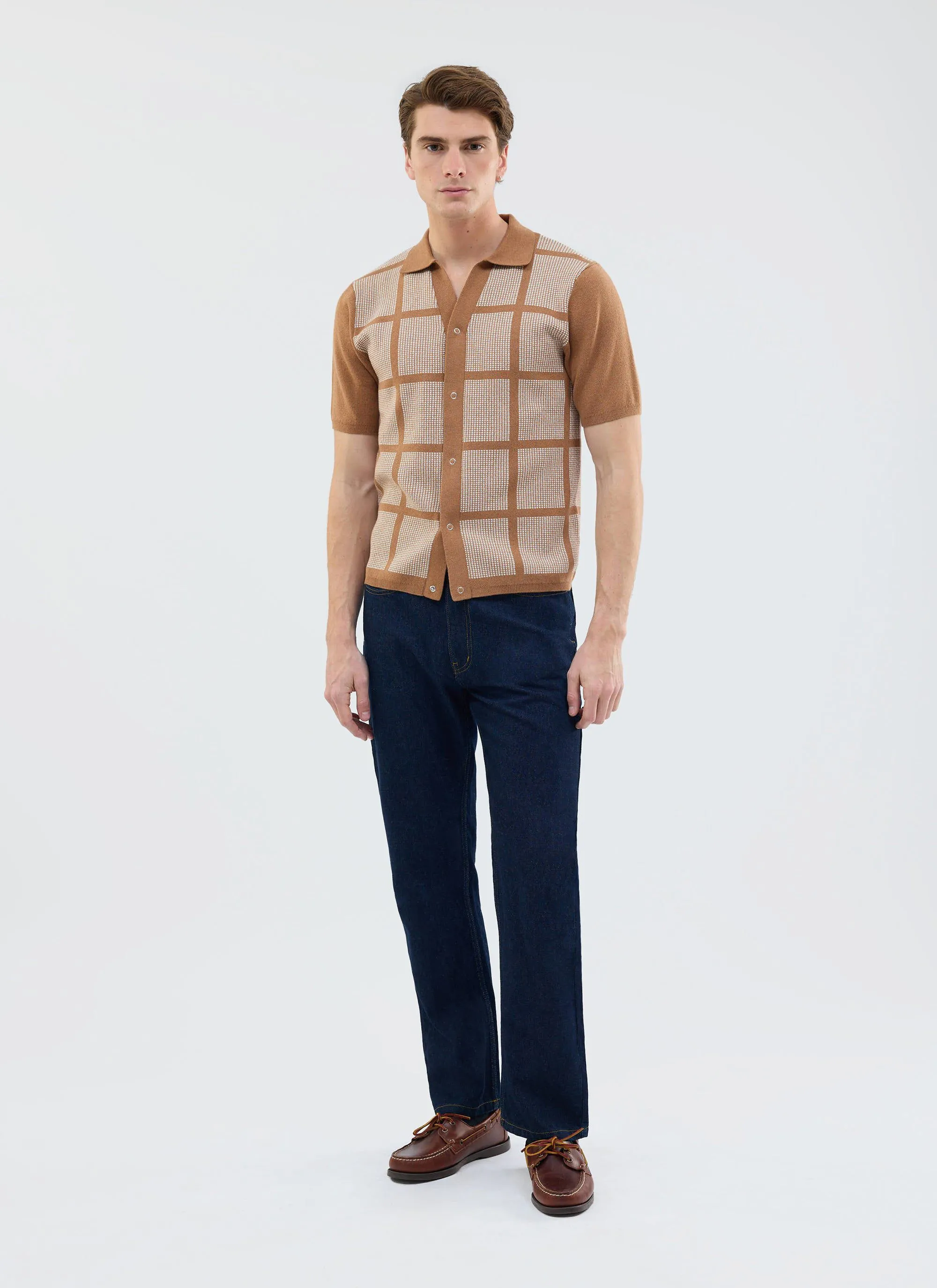 Costa Knitted Shirt | Cotton | Tobacco sold by Percival product image thumbnail 2