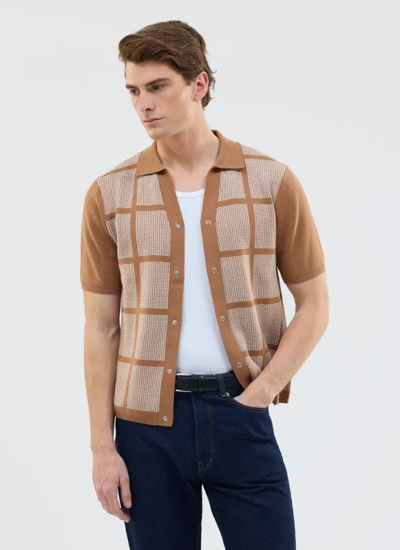 Costa Knitted Shirt | Cotton | Tobacco sold by Percival