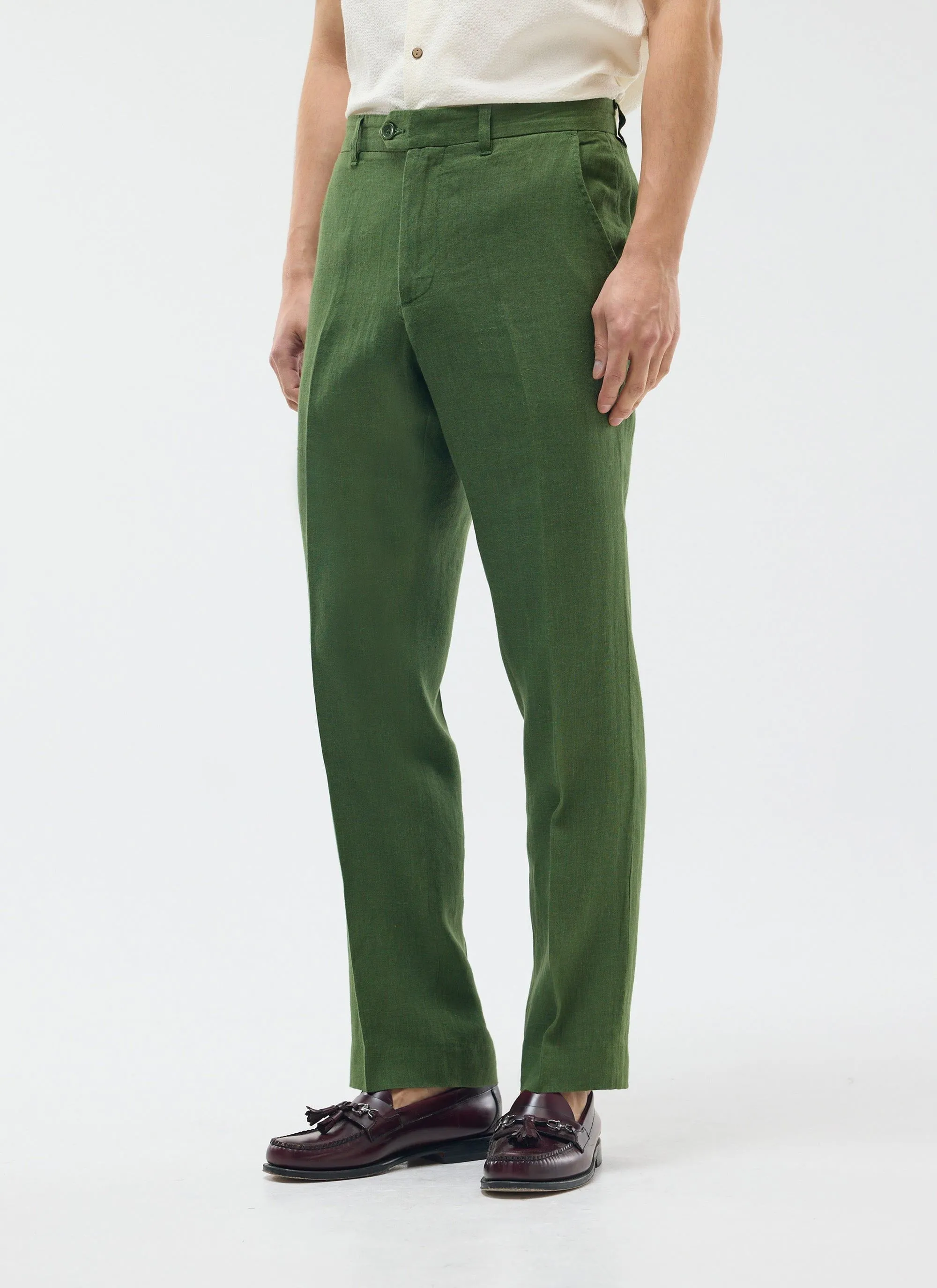 Tailored Linen Trousers | Sage sold by Percival product image thumbnail 3