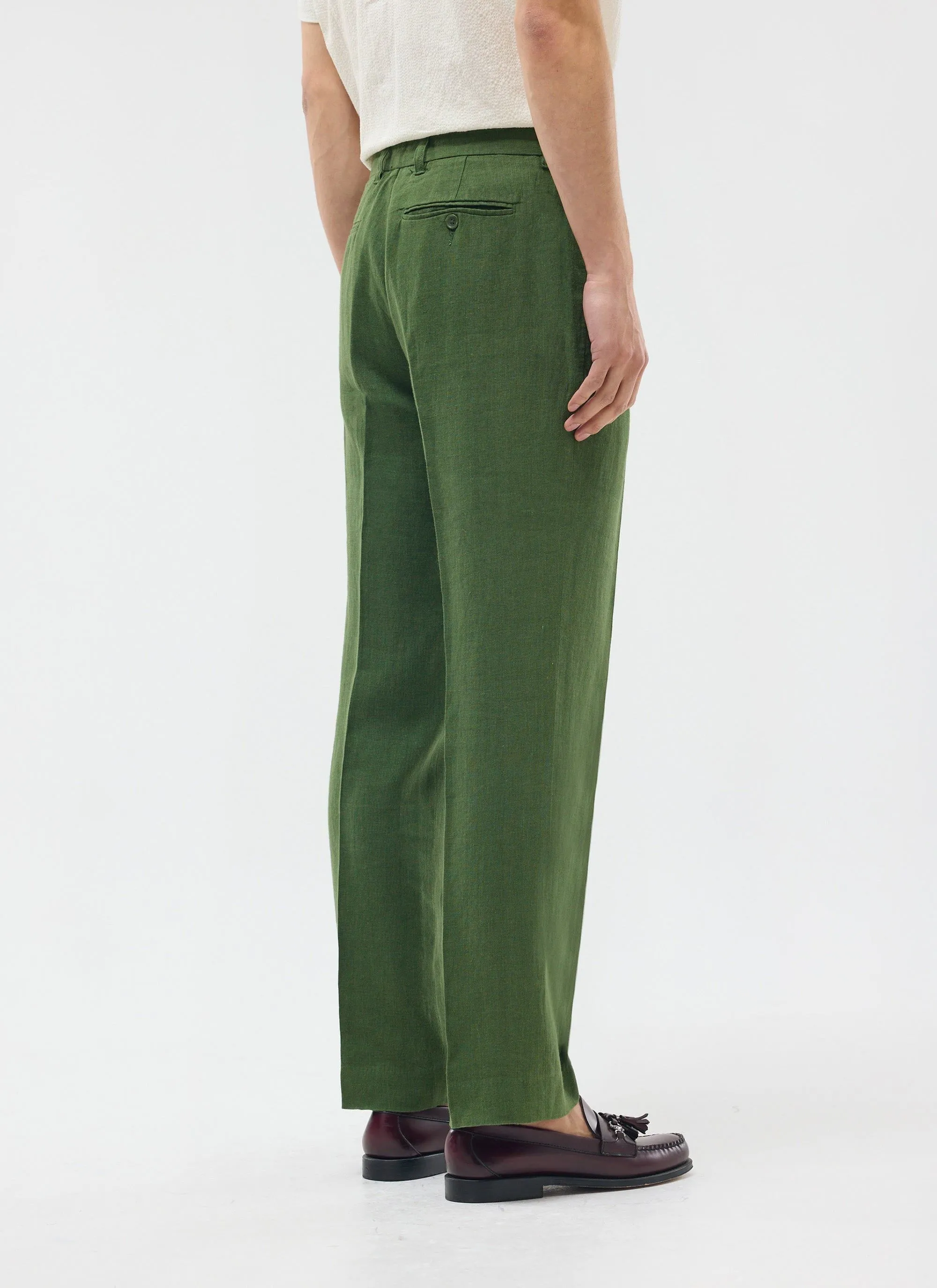 Tailored Linen Trousers | Sage sold by Percival product image thumbnail 4