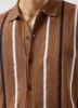 Knitted Cotton Stripe Short Sleeve Shirt | Rust sold by Percival