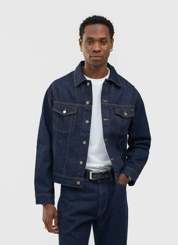 Western Trucker Jacket | Denim | Dark Indigo sold by Percival