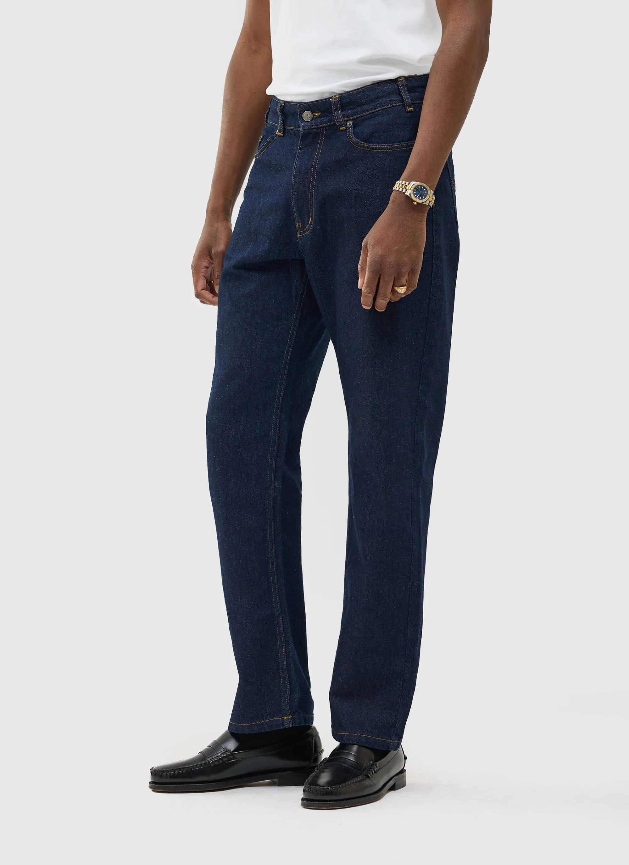 Straight Leg Denim Jeans | Cotton | Dark Indigo sold by Percival product image thumbnail 3