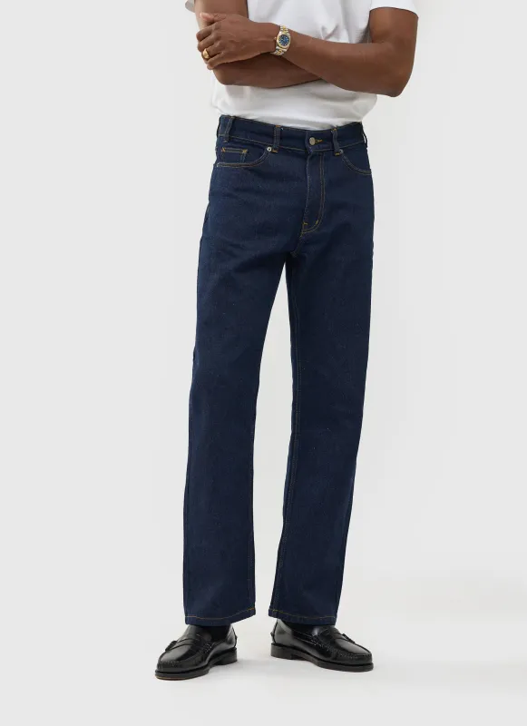 Straight Leg Denim Jeans | Cotton | Dark Indigo sold by Percival