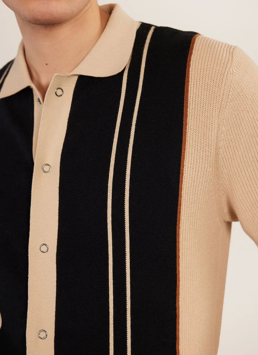 Striped Knitted Shirt | Percival x Ilaria | Black with Cream sold by Percival product image thumbnail 5
