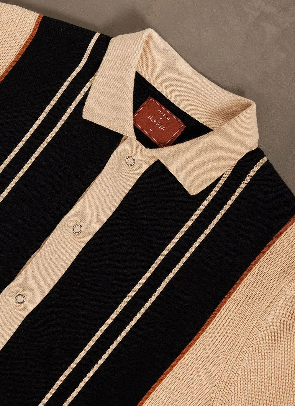 Striped Knitted Shirt | Percival x Ilaria | Black with Cream sold by Percival product image thumbnail 2