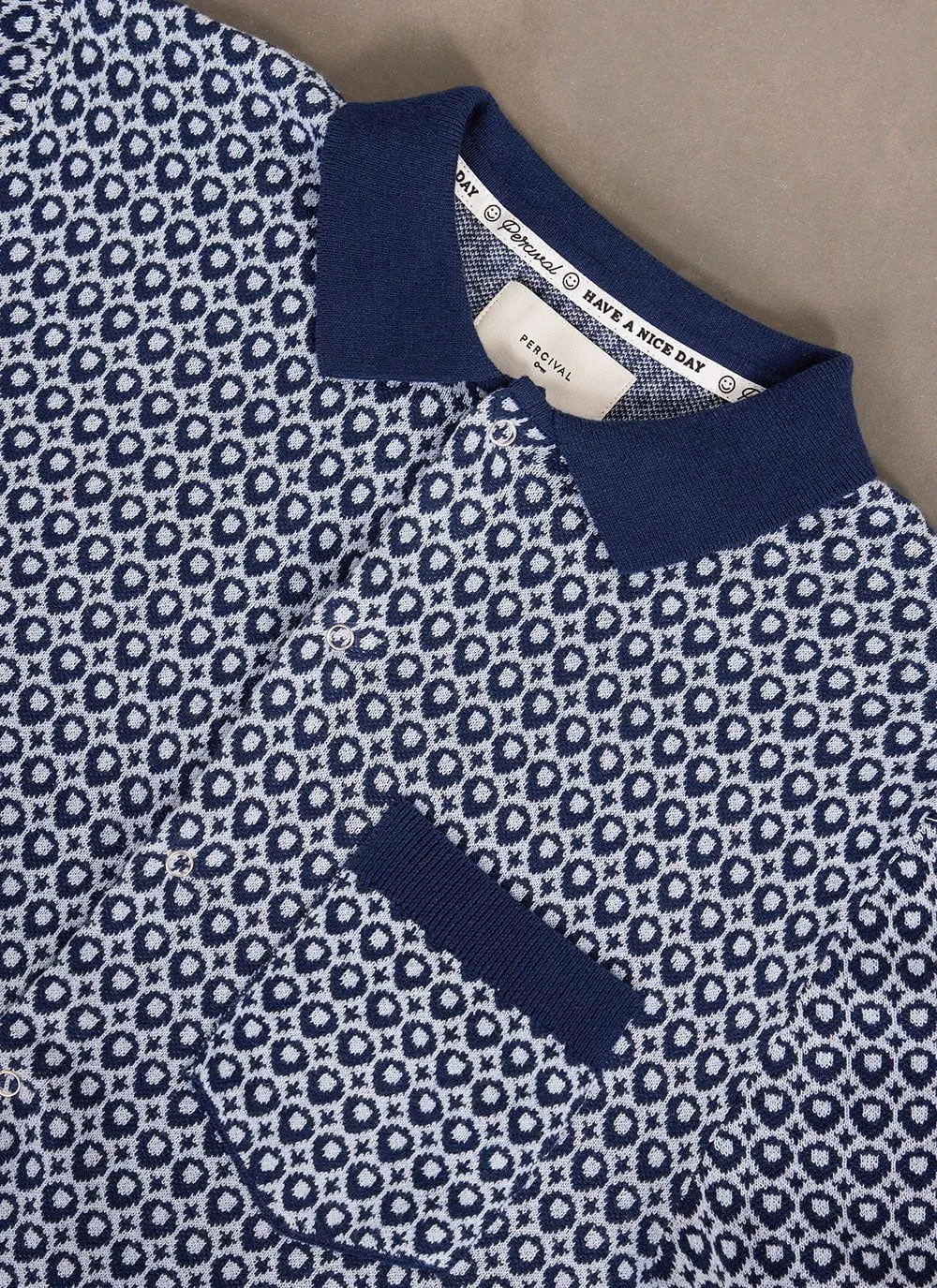 Casa Piccante Shirt | Knitted Cotton | Blue Jacquard sold by Percival product image thumbnail 2