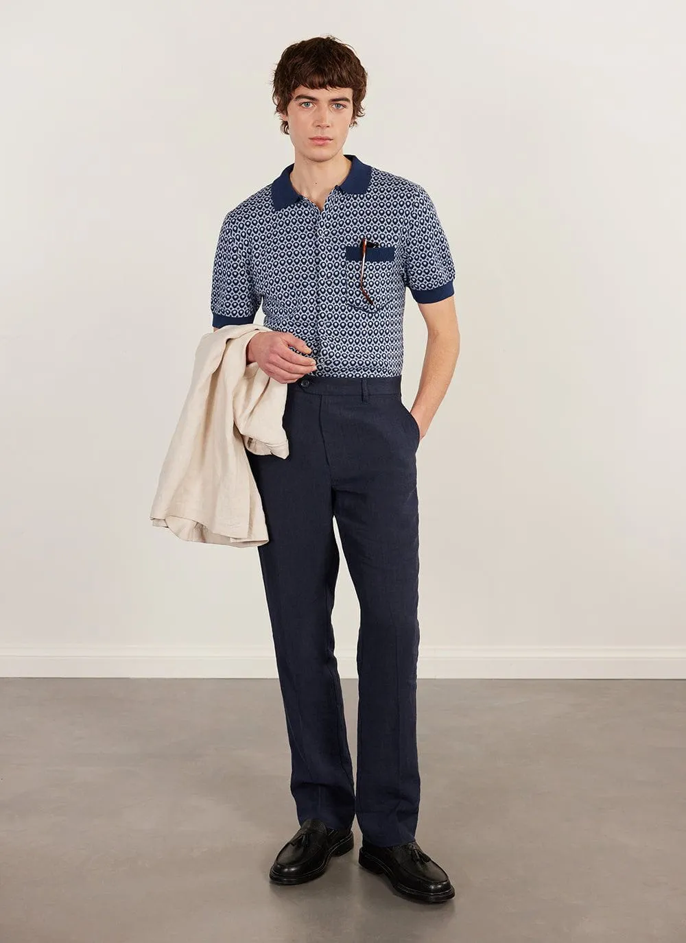 Casa Piccante Shirt | Knitted Cotton | Blue Jacquard sold by Percival product image thumbnail 3
