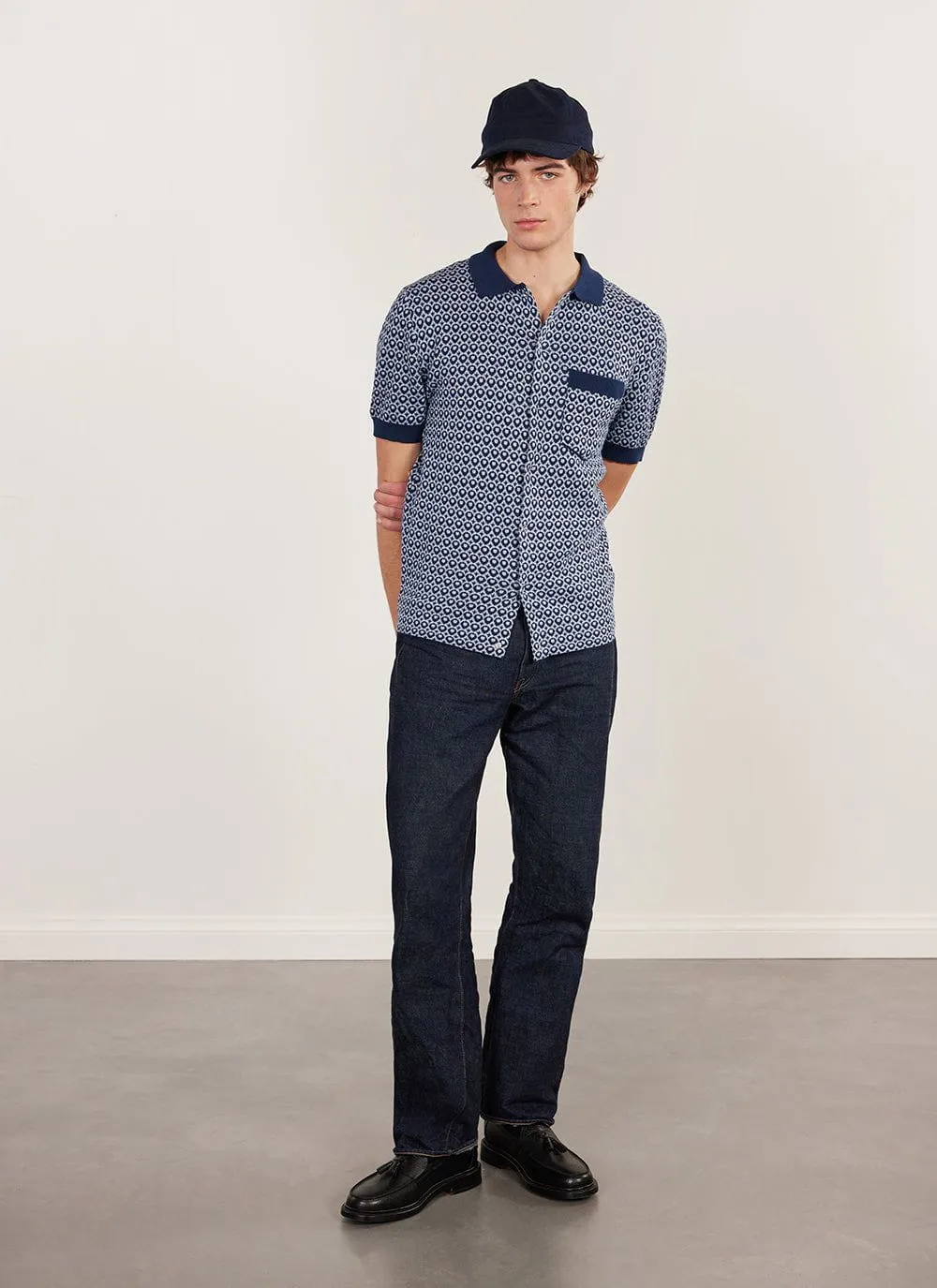 Casa Piccante Shirt | Knitted Cotton | Blue Jacquard sold by Percival product image thumbnail 5