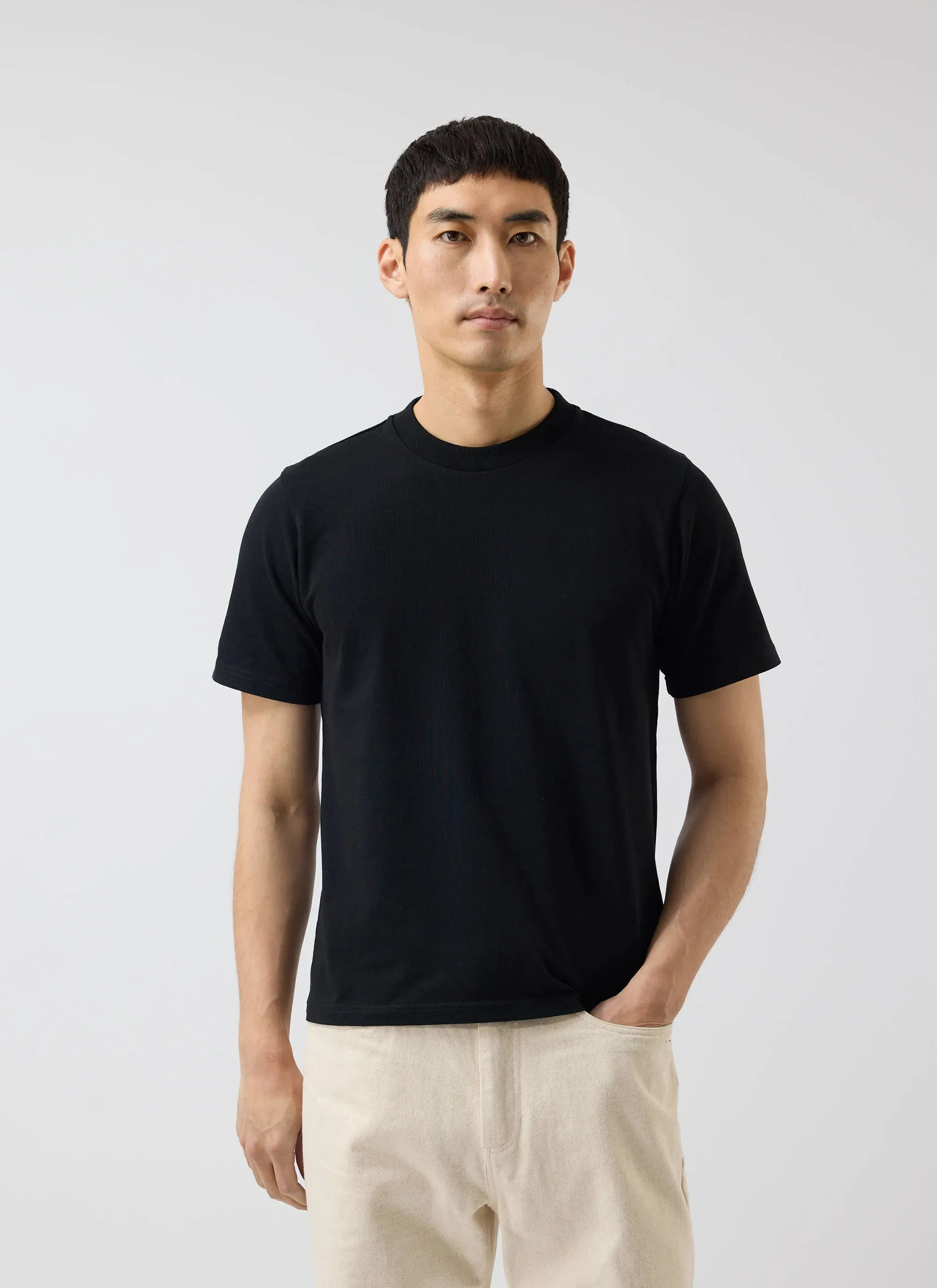 Cropped Regular Fit T Shirt | Organic Cotton | Black sold by Percival product image thumbnail 2