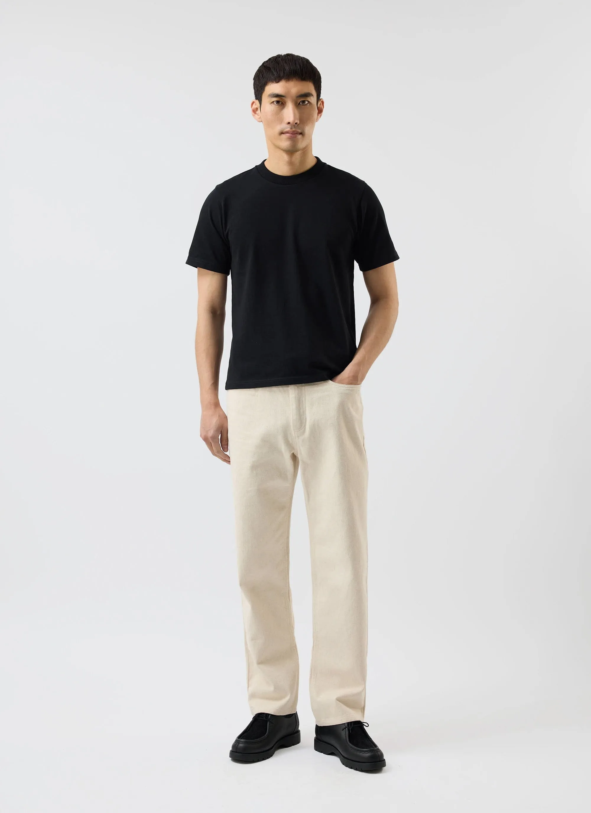 Cropped Regular Fit T Shirt | Organic Cotton | Black sold by Percival product image thumbnail 3