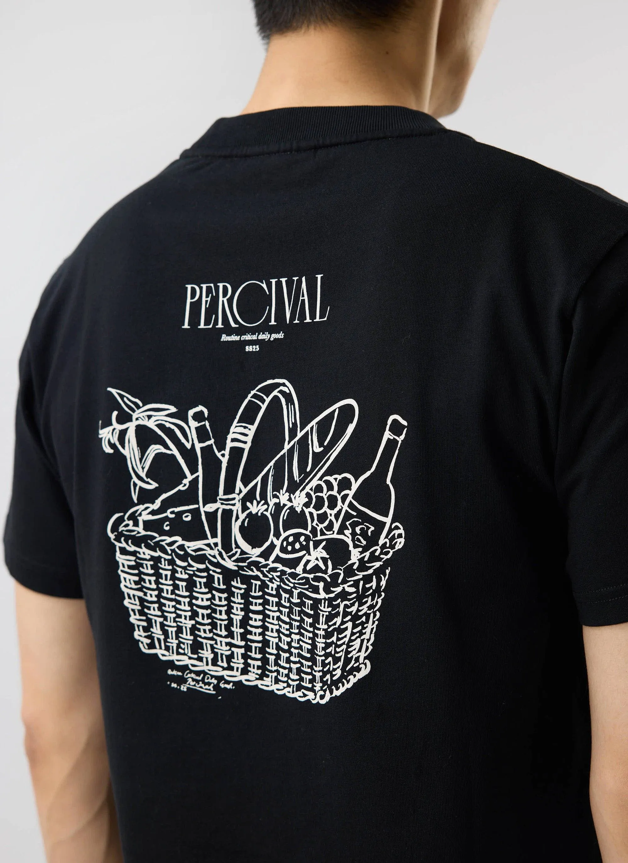 Picnic T Shirt | Embrodiered Organic Cotton | Black sold by Percival product image thumbnail 2