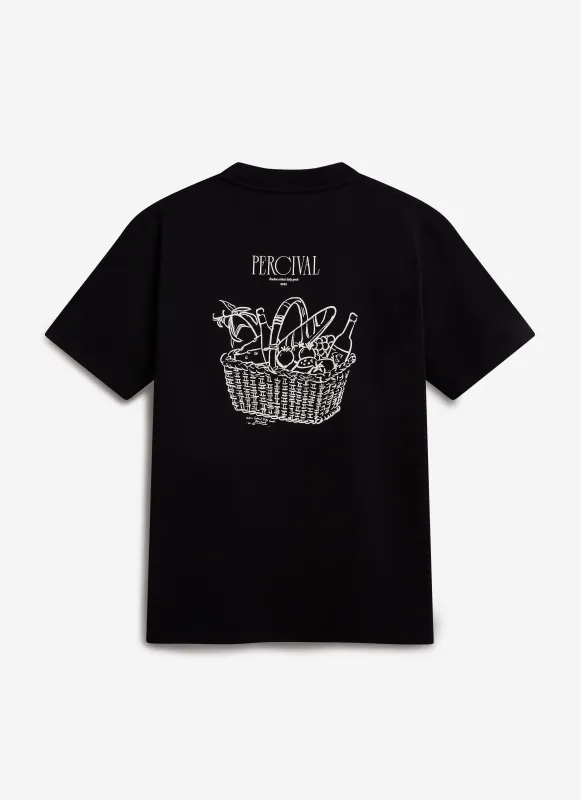 Picnic T Shirt | Embrodiered Organic Cotton | Black made by Percival