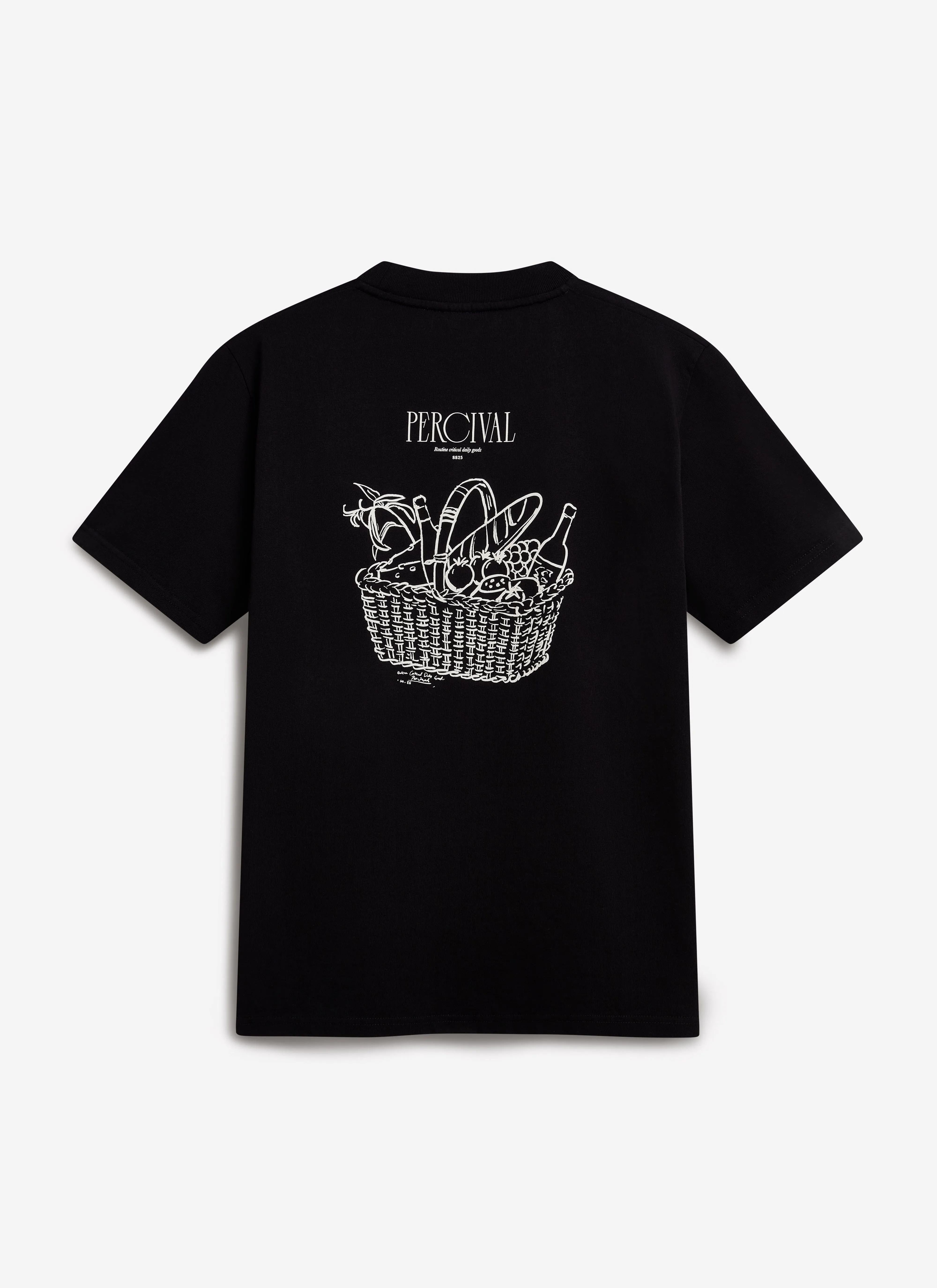 Picnic T Shirt | Embrodiered Organic Cotton | Black sold by Percival
