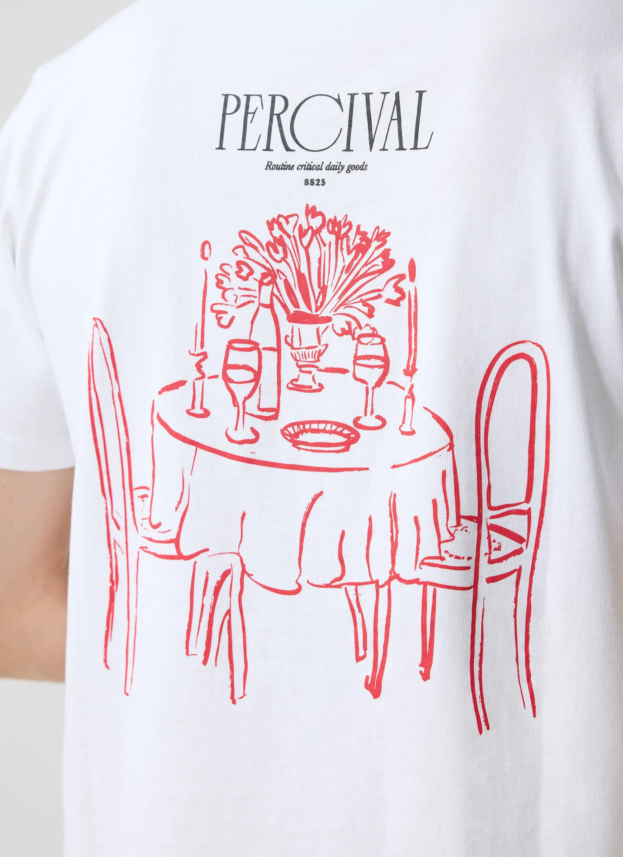 Bistro T Shirt | Embroidered Organic Cotton | White sold by Percival product image thumbnail 3
