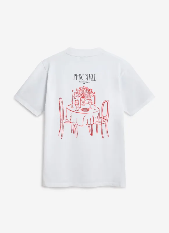 Bistro T Shirt | Embroidered Organic Cotton | White sold by Percival