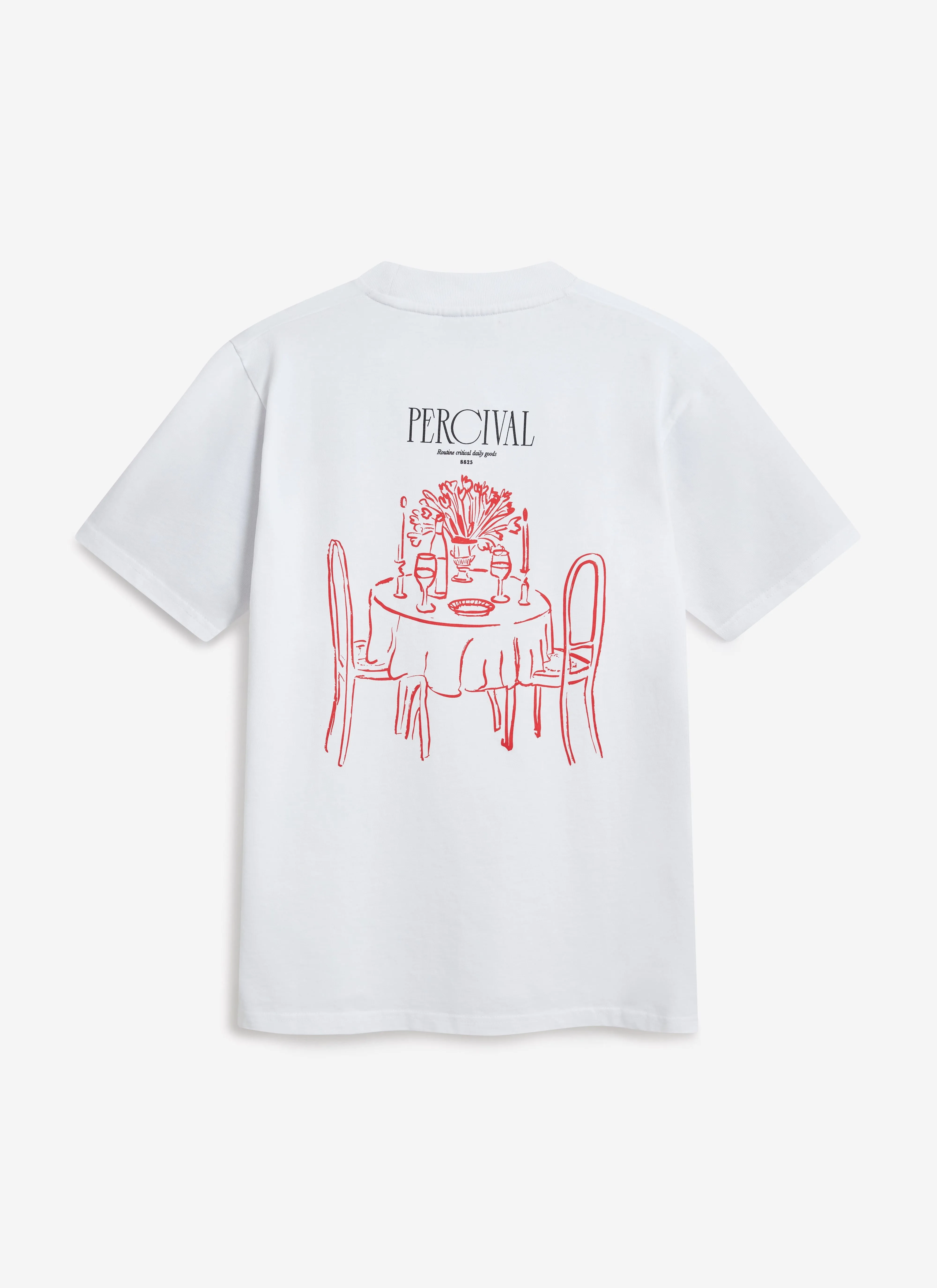 Bistro T Shirt | Embroidered Organic Cotton | White sold by Percival