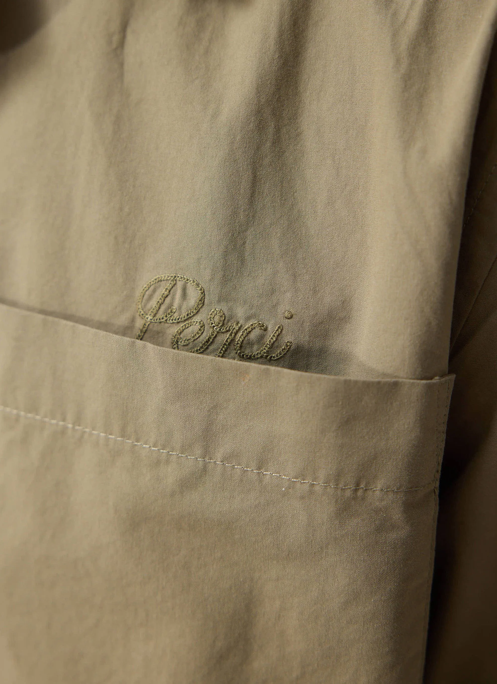 Boxy Cropped Cuban Collar Shirt | Olive sold by Percival product image thumbnail 4