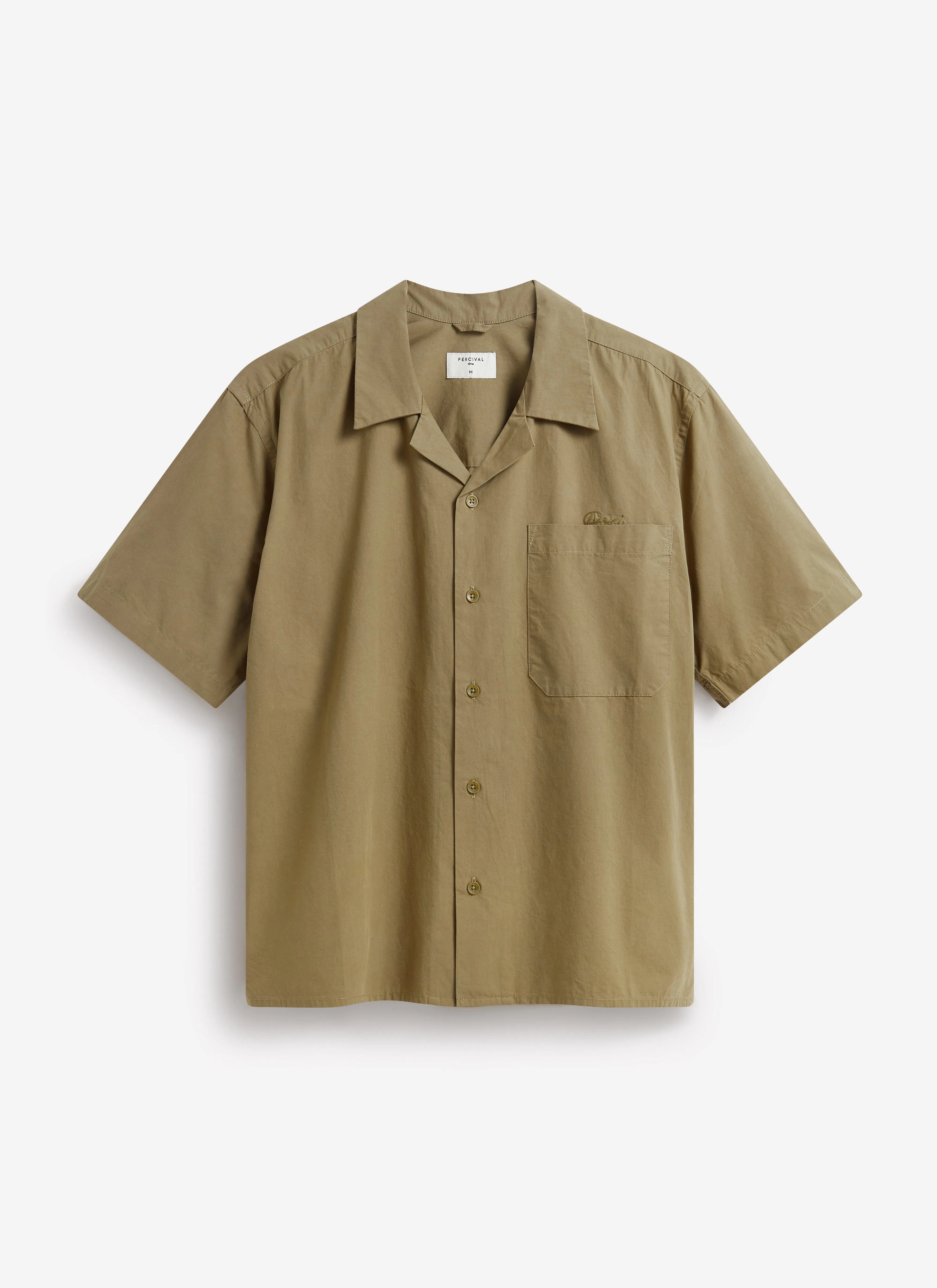 Boxy Cropped Cuban Collar Shirt | Olive sold by Percival