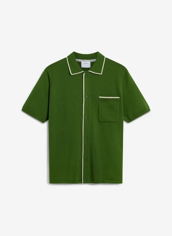 Contrast Trim Shirt | Wool | Forest with Ecru sold by Percival