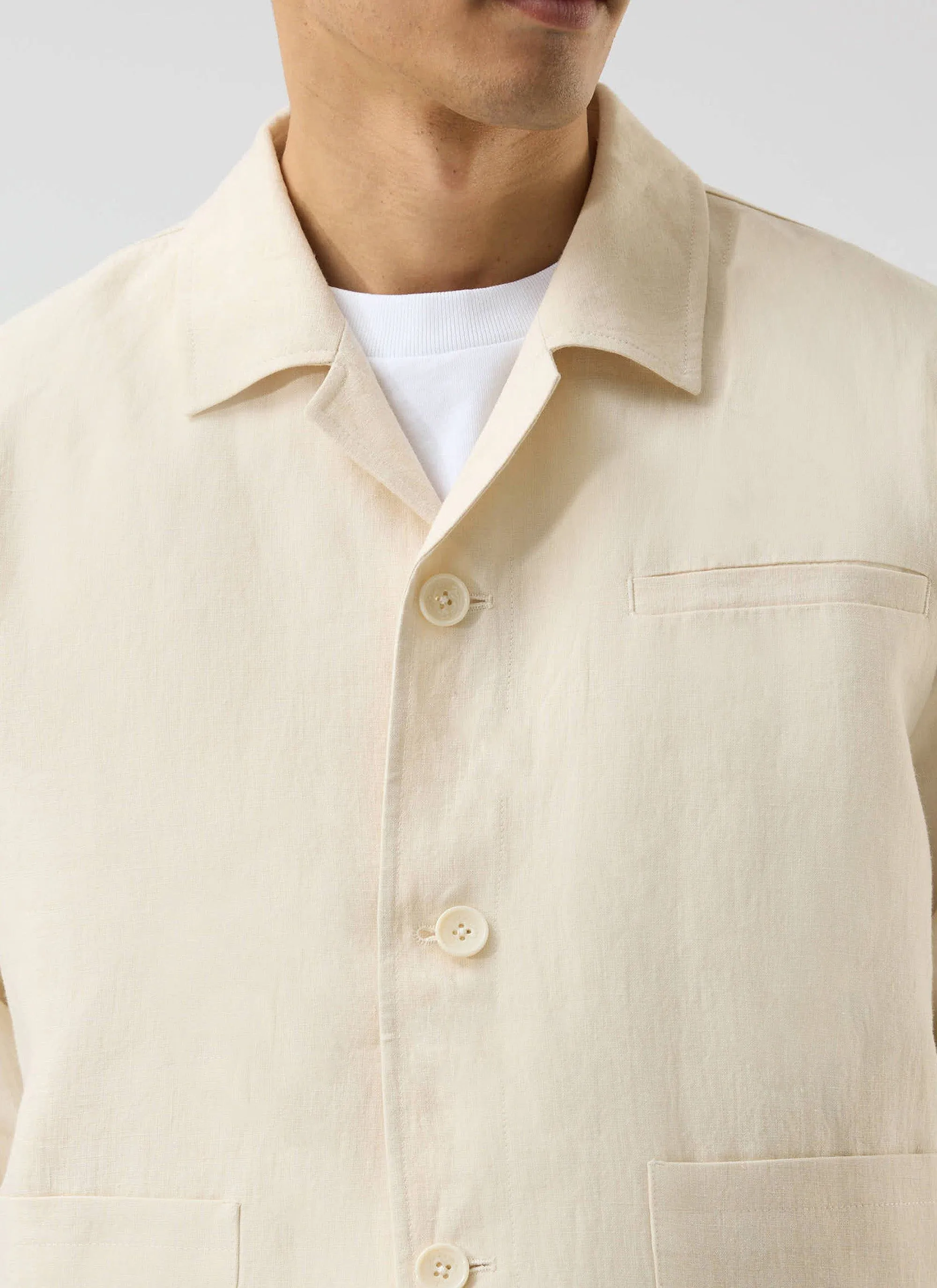 Relaxed Linen Overshirt | Stone sold by Percival product image thumbnail 4