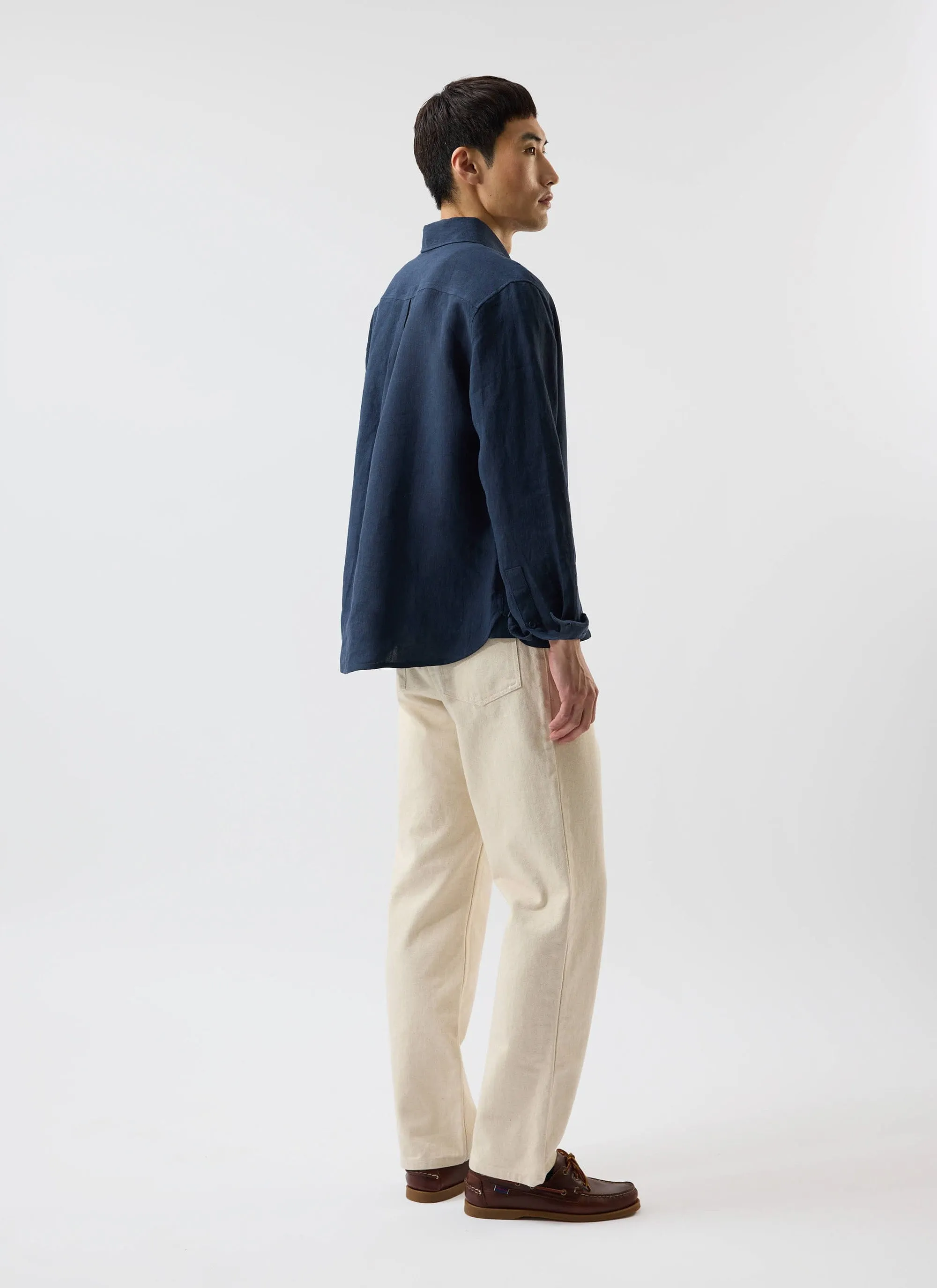 Pearce Shirt | Linen | Navy sold by Percival product image thumbnail 4