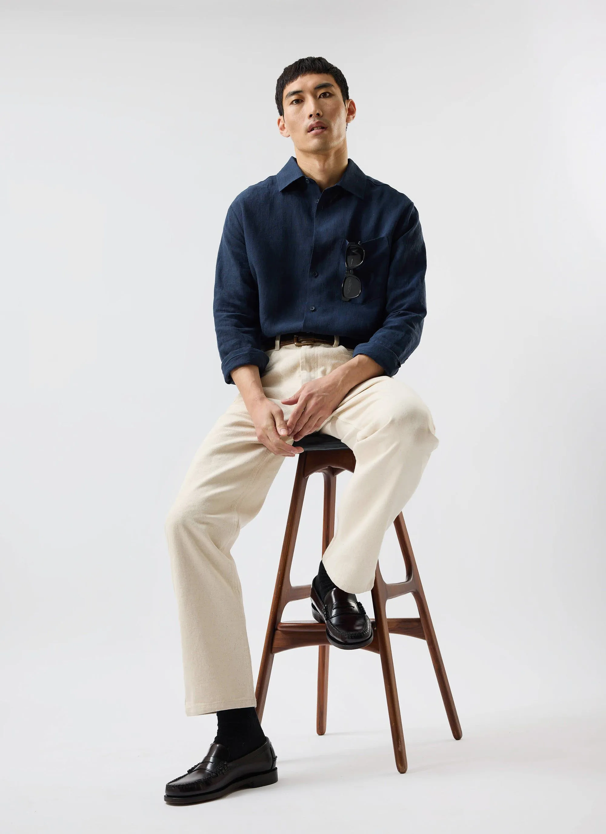 Pearce Shirt | Linen | Navy sold by Percival product image thumbnail 5