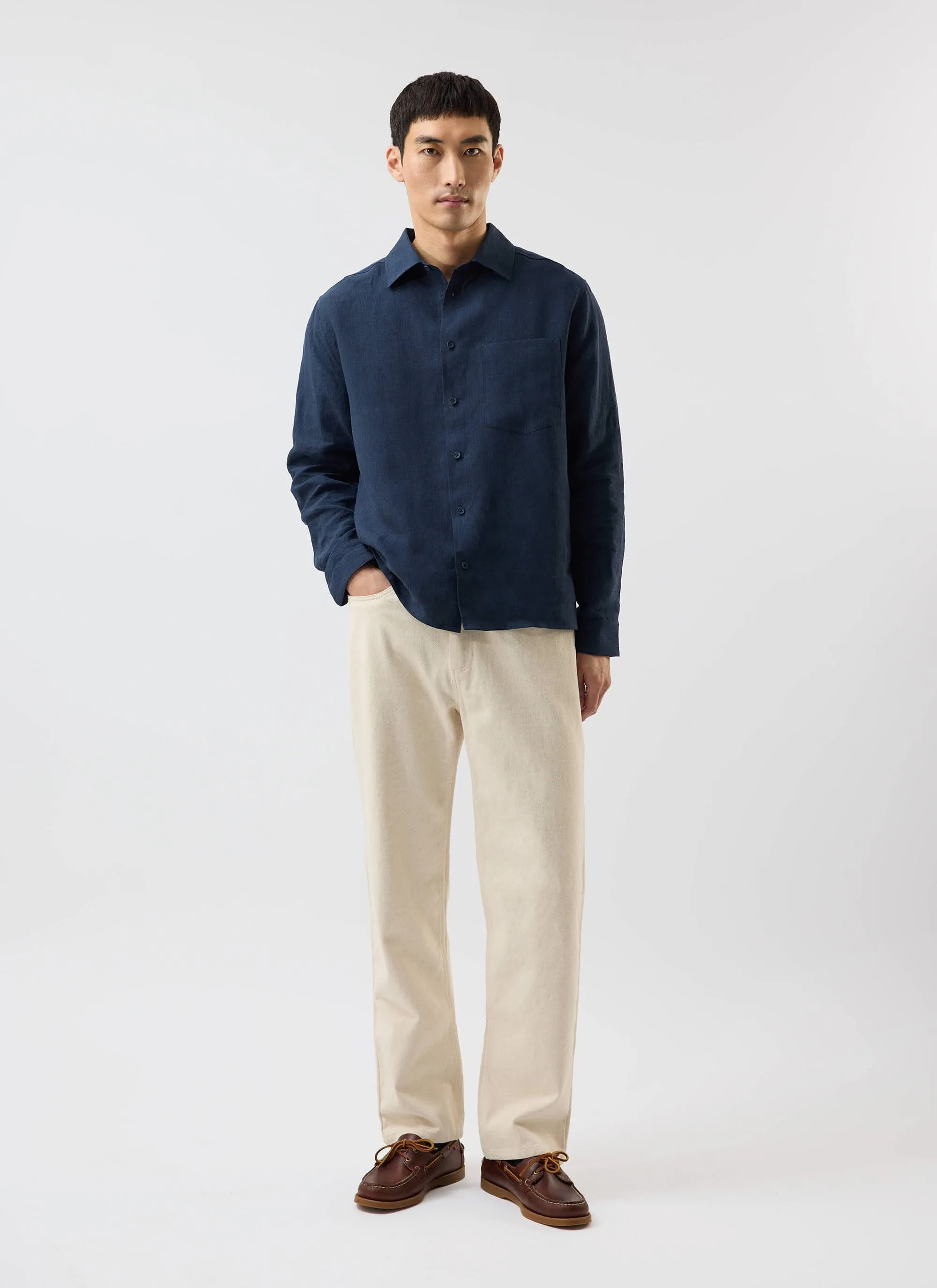 Pearce Shirt | Linen | Navy sold by Percival product image thumbnail 2