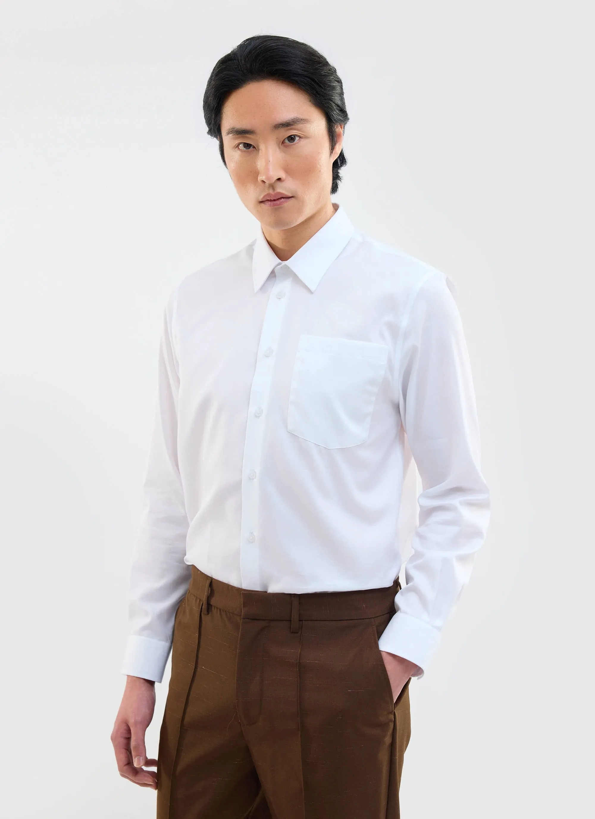 Formal Classic Shirt | Cotton Poplin | White sold by Percival