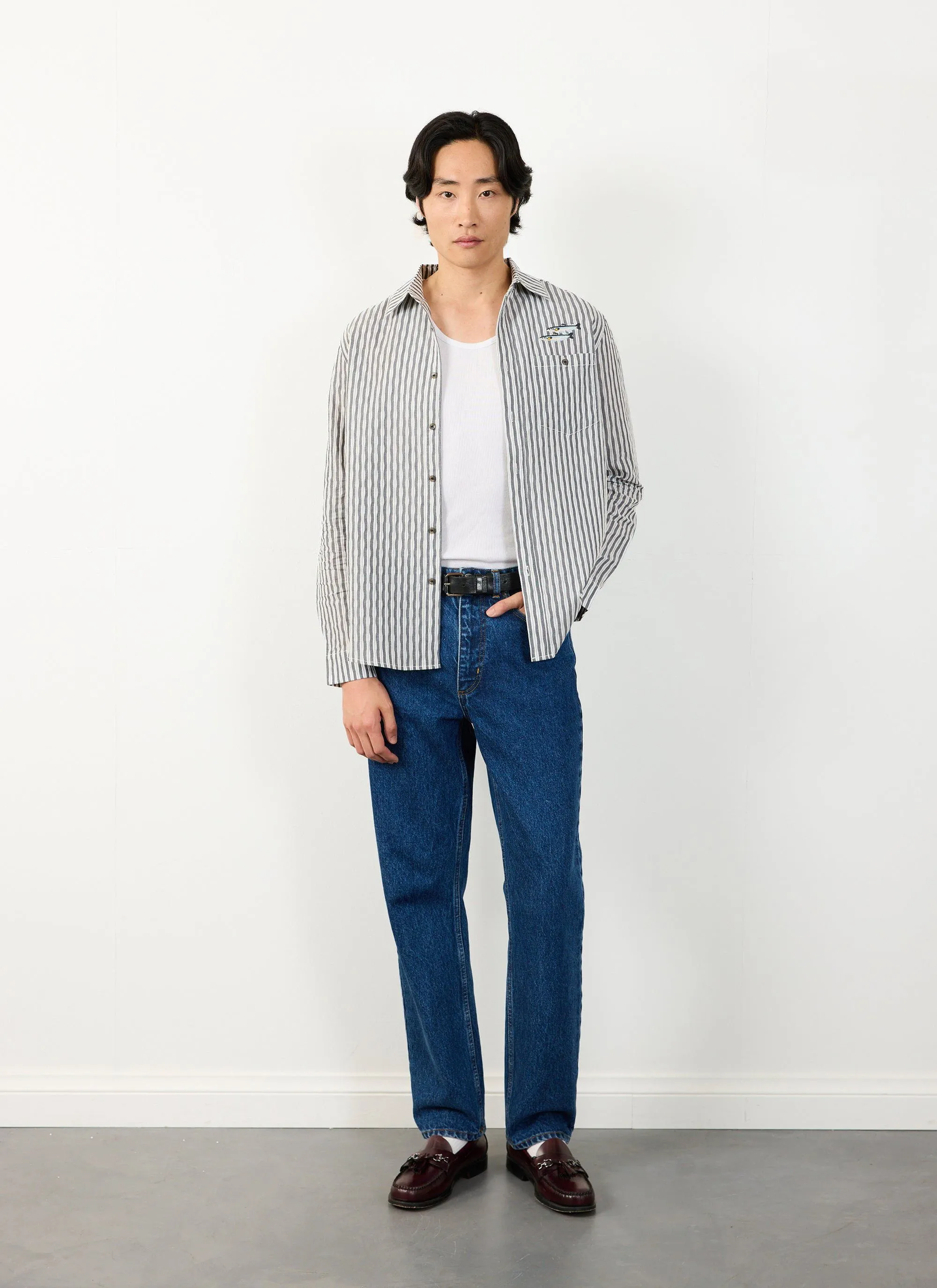 Sardine Aegean Pearce Oversized Shirt | Cotton | Black with White sold by Percival product image thumbnail 3