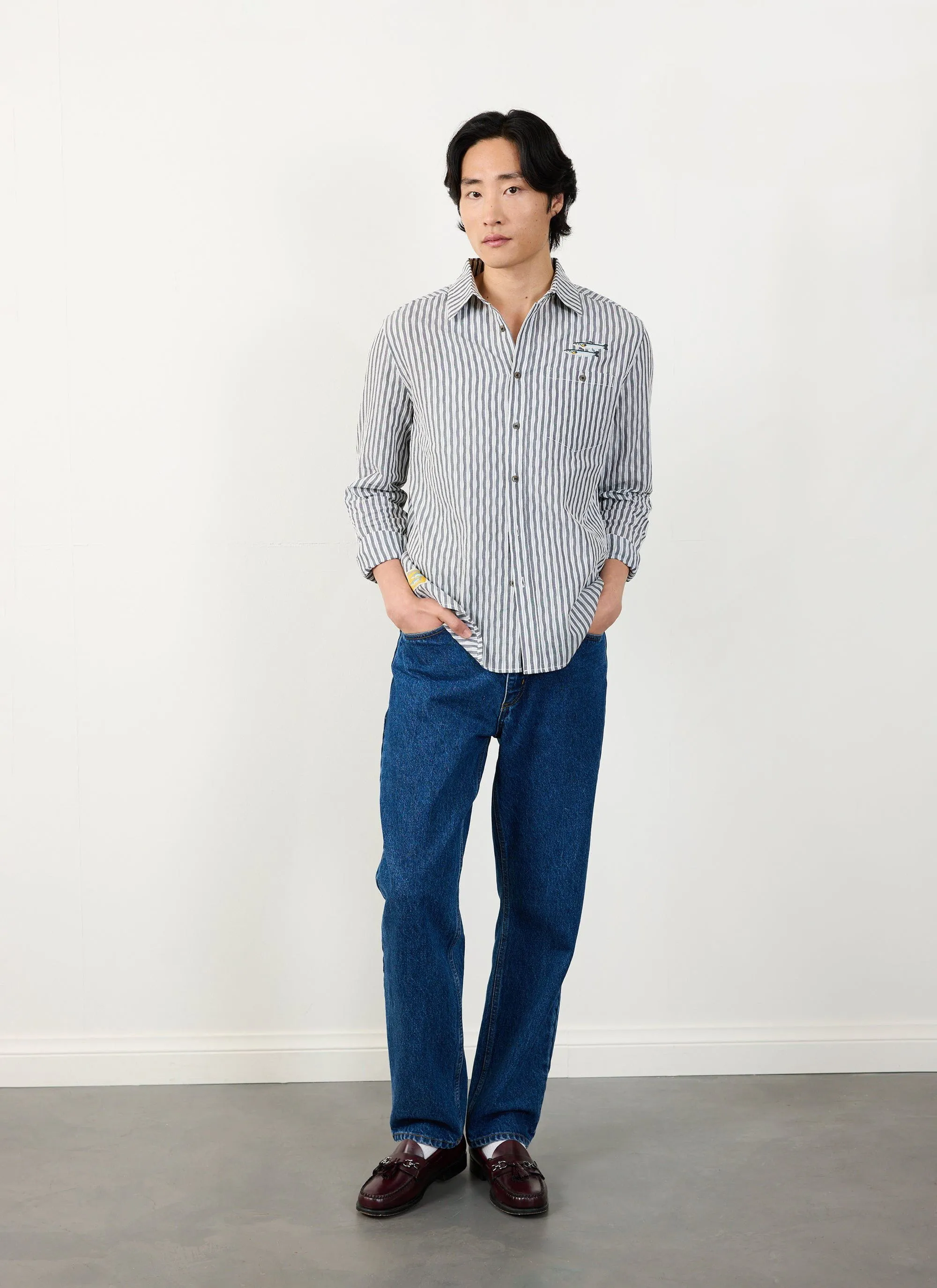 Sardine Aegean Pearce Oversized Shirt | Cotton | Black with White sold by Percival product image thumbnail 5