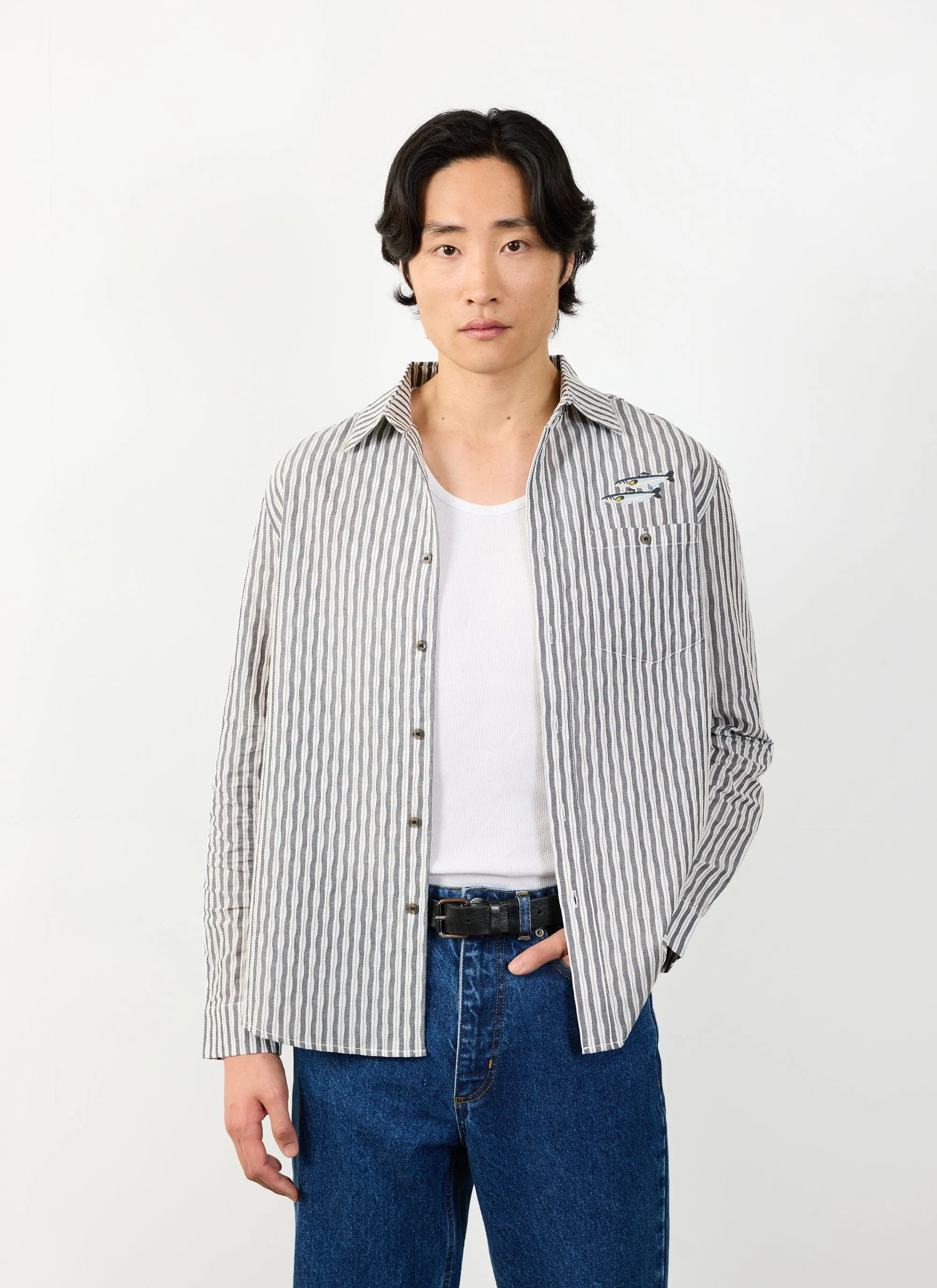 Sardine Aegean Pearce Oversized Shirt | Cotton | Black with White sold by Percival product image thumbnail 2