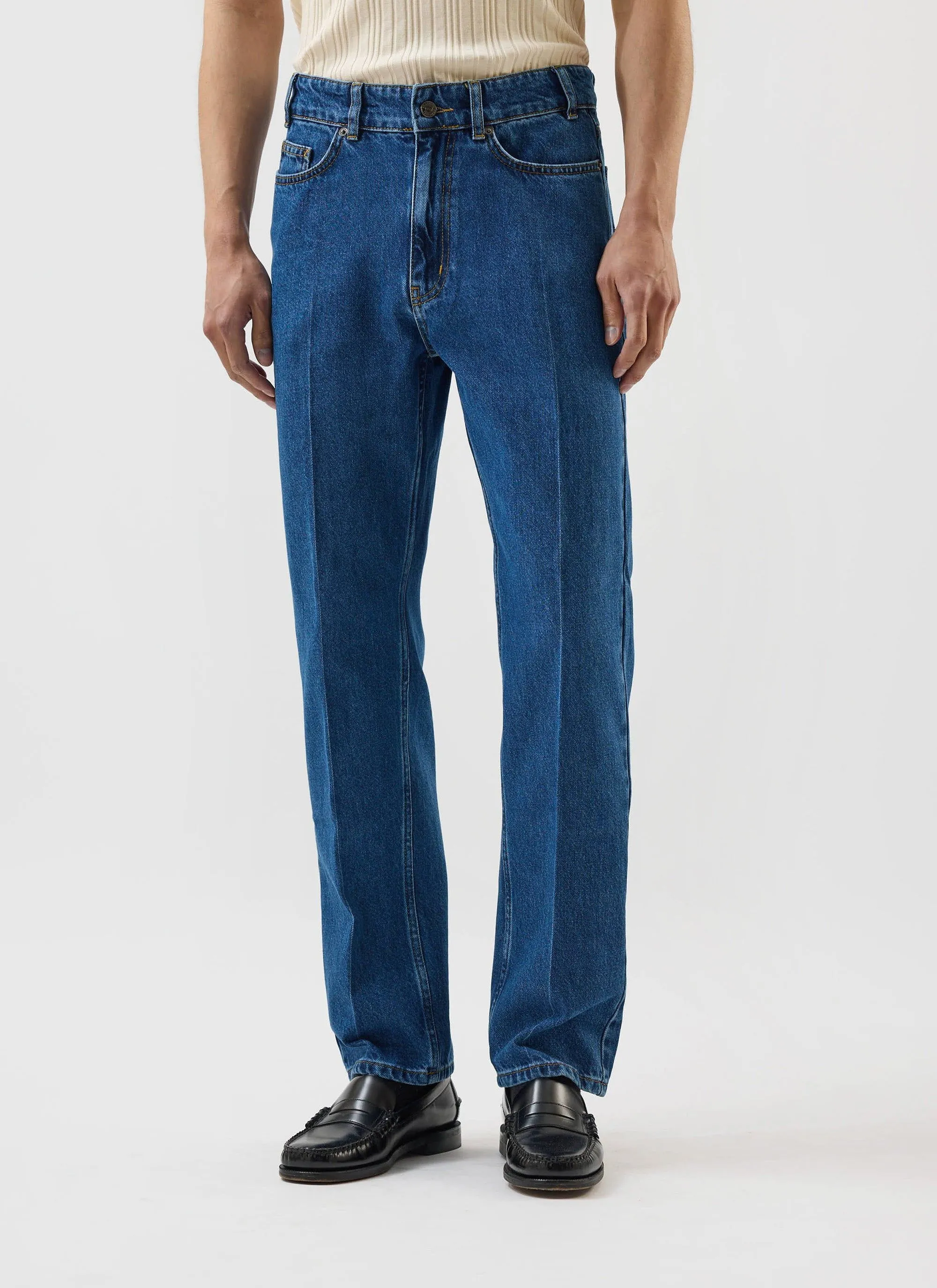 Stay Press Denim Jeans | Percival x Warren | Mid Wash Blue sold by Percival