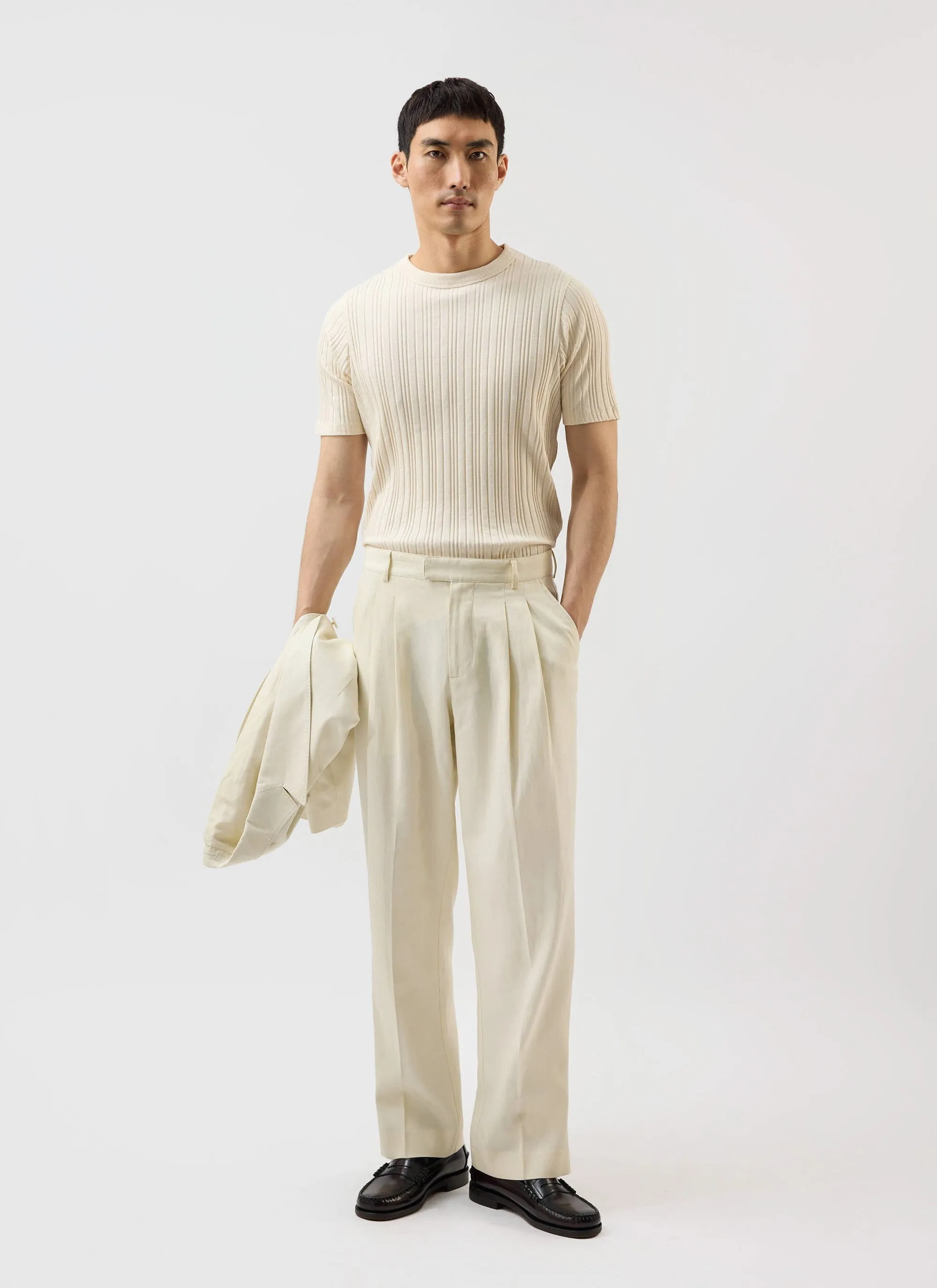 Pleated Tailored Trousers | Percival x Warren | Ecru Cream sold by Percival product image thumbnail 5